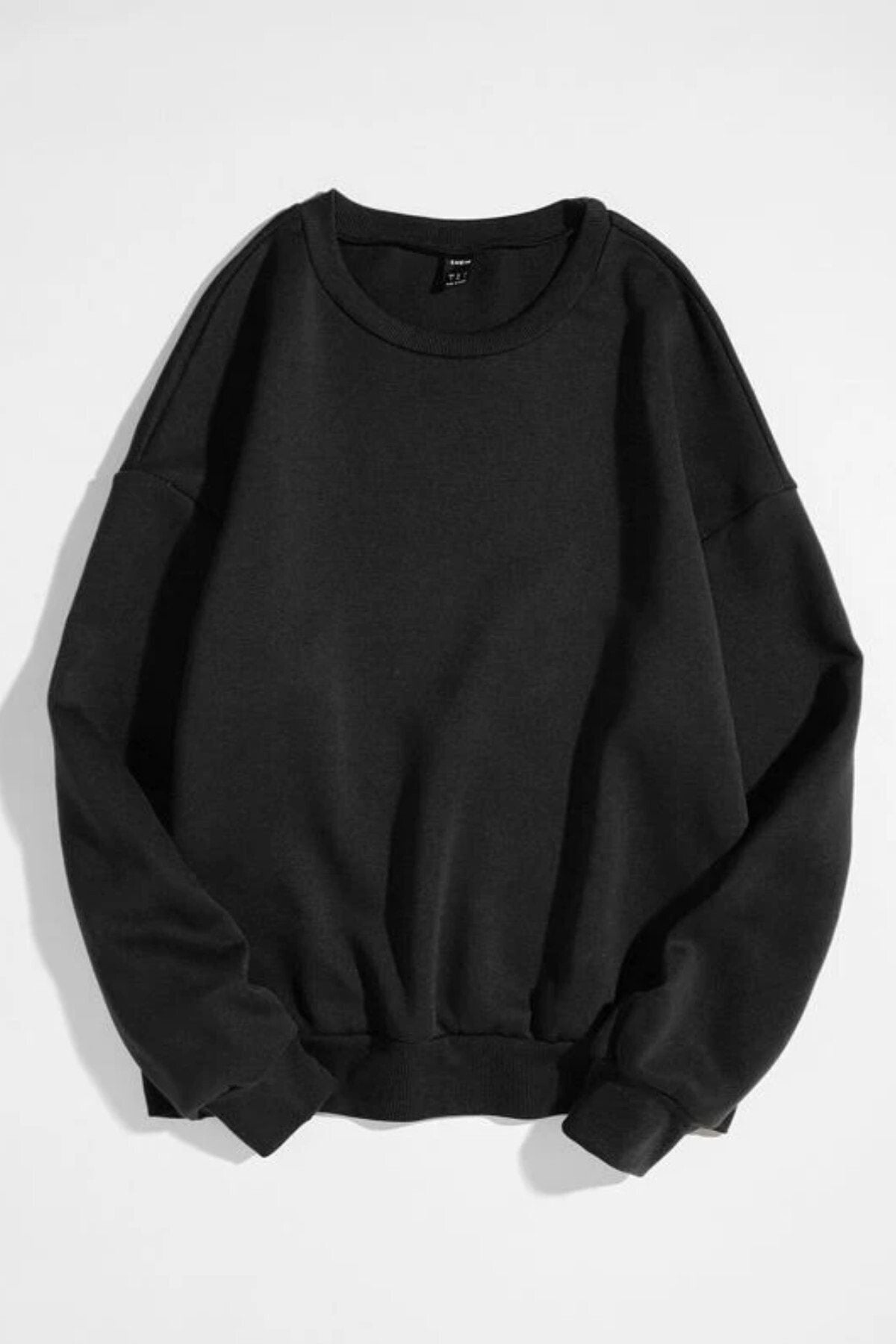 MODAGEN Unisex Lacivert Düz Renk Bisiklet Yaka Oversize Sweatshirt