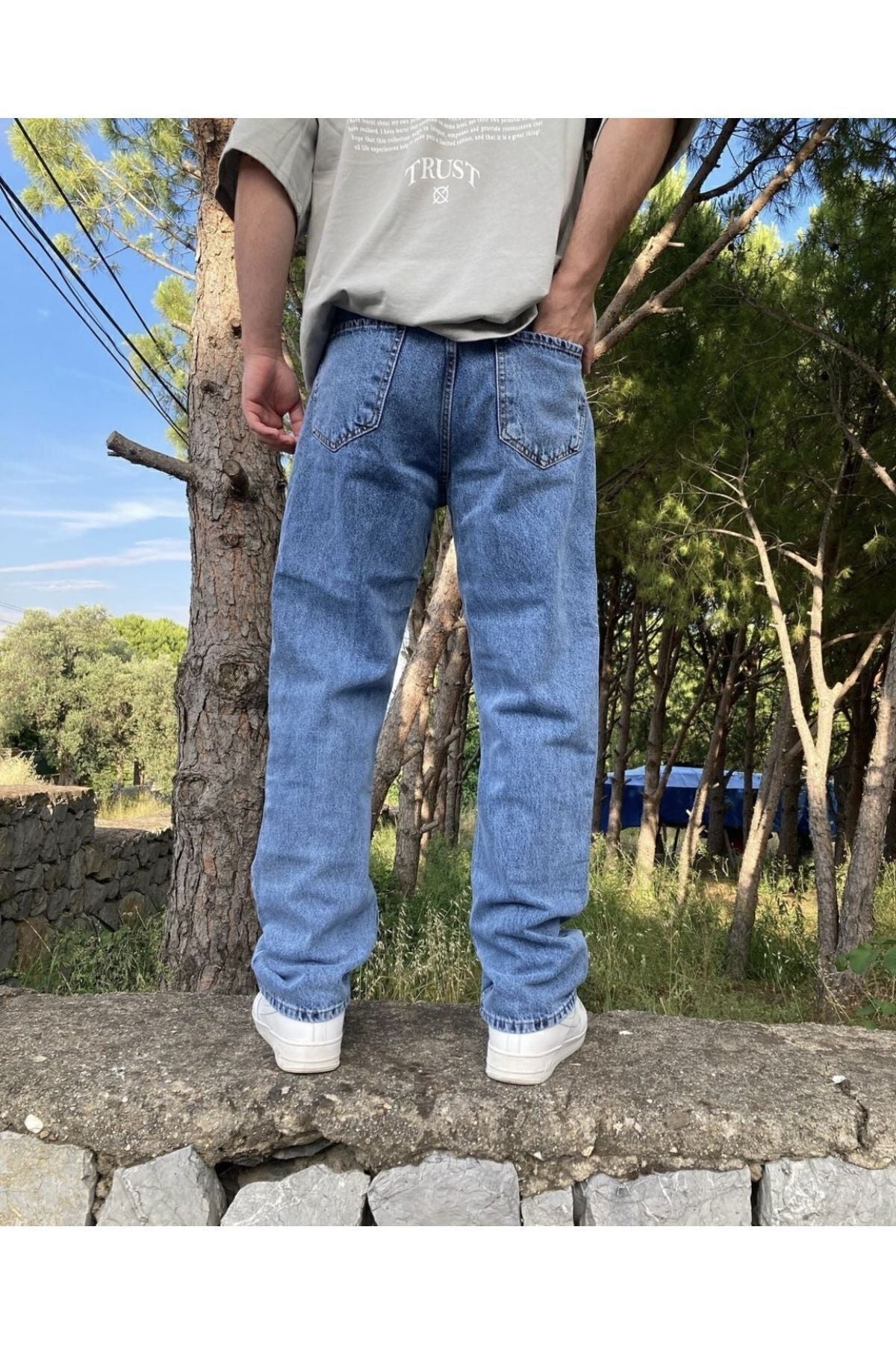 oraystore Yıkamalı Siyah Baggy Pantolon