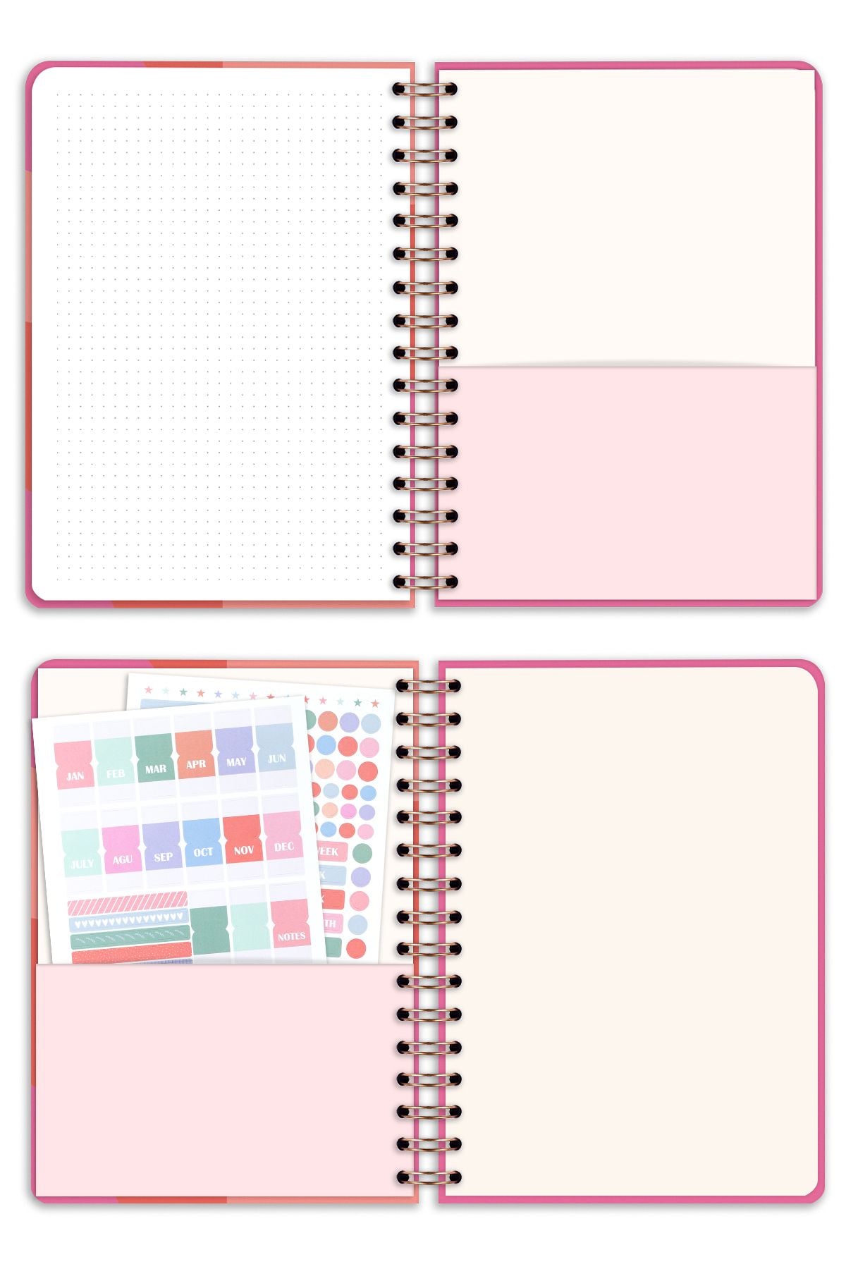 Matt Notebook 2025 Yılı A5 Ajanda Spiralli 15x21 cm - 12 Aylık Papatyalar