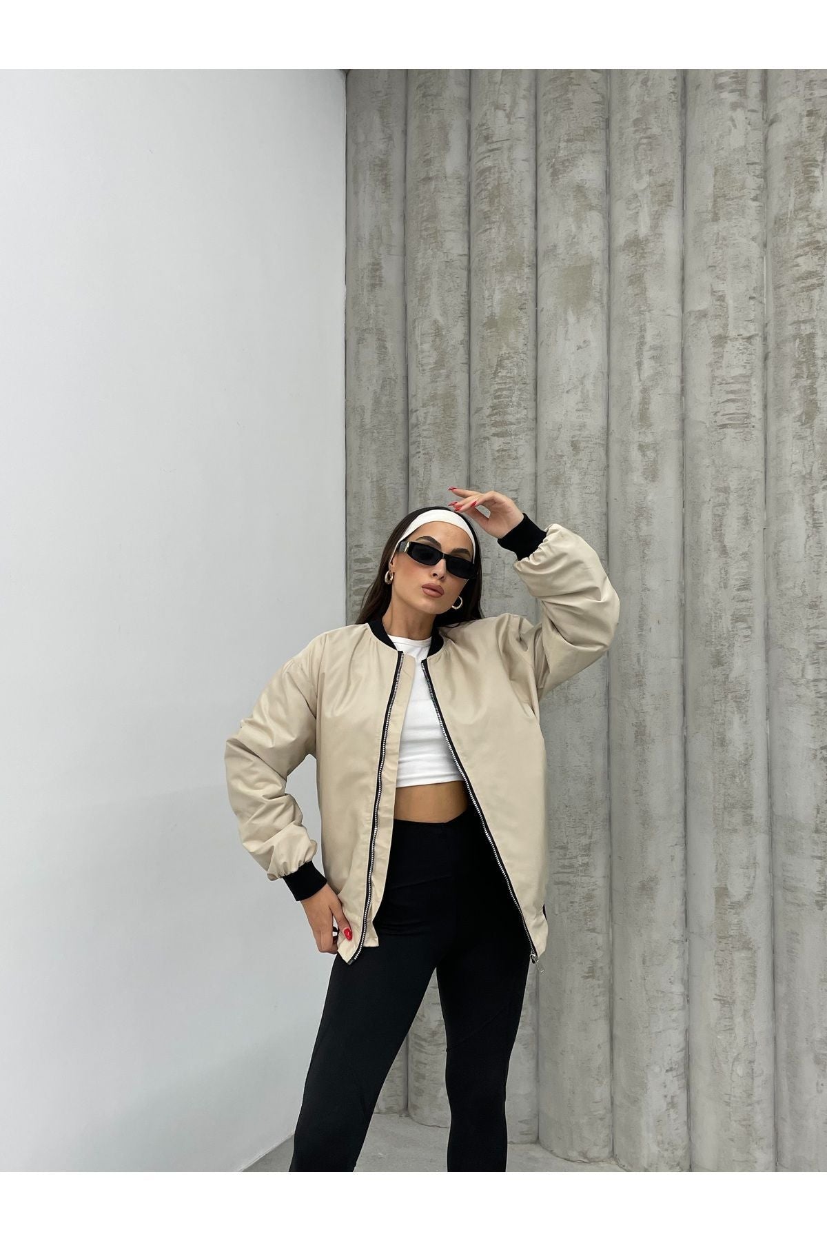 La Querta Unisex Siyah Oversize Bomber Ceket