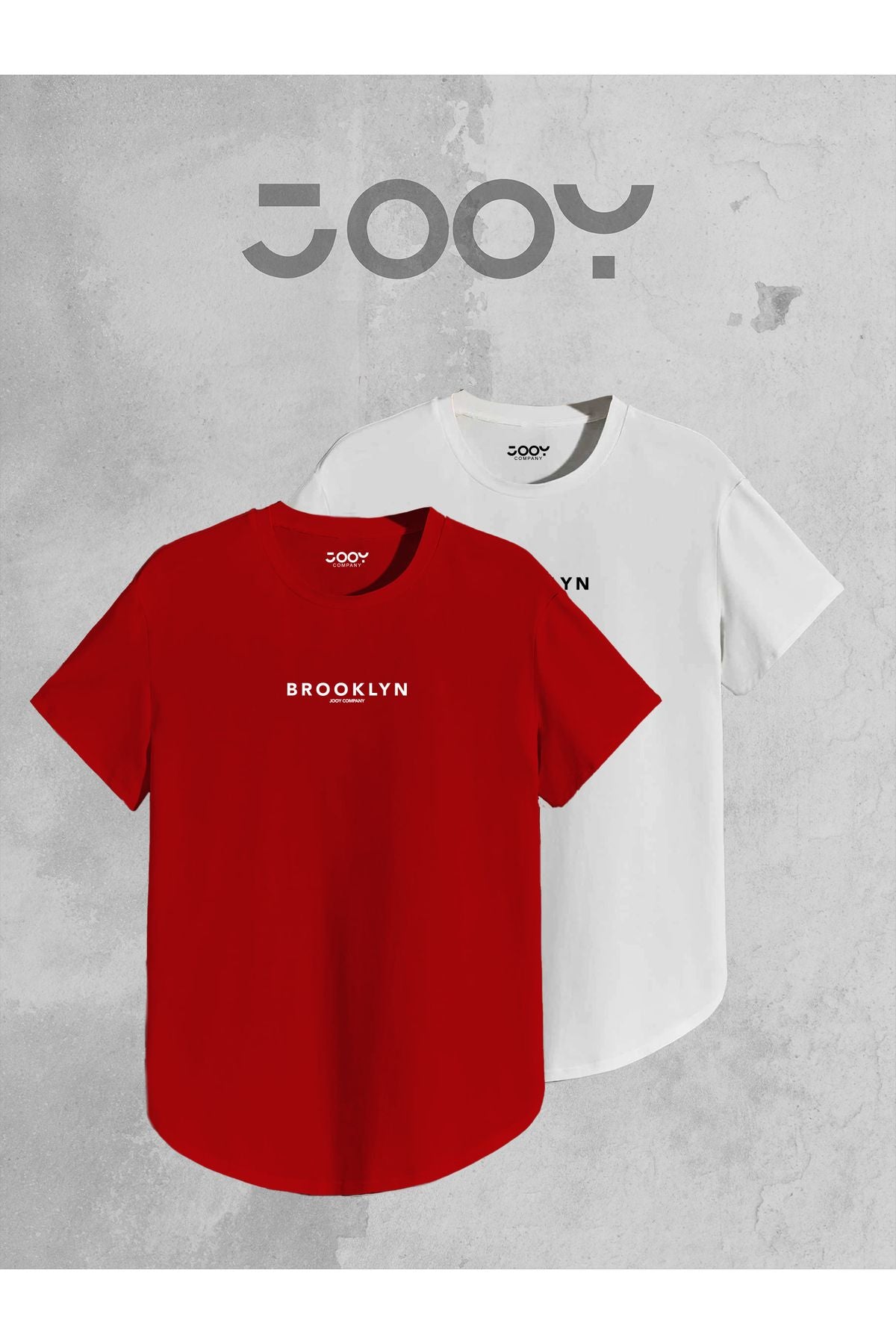 Jooy Company Brooklyn Baskılı Siyah Beyaz Oval Kesim Tshirt 2'li Set