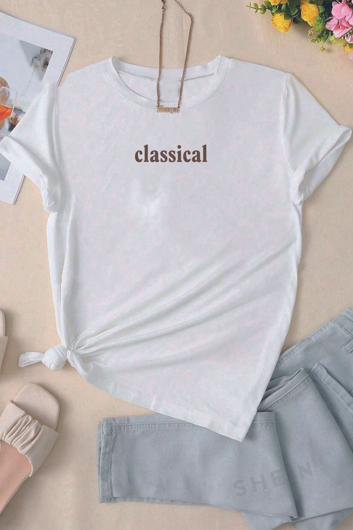 uyguntarz Unisex Classical Baskılı Oversize Tshirt