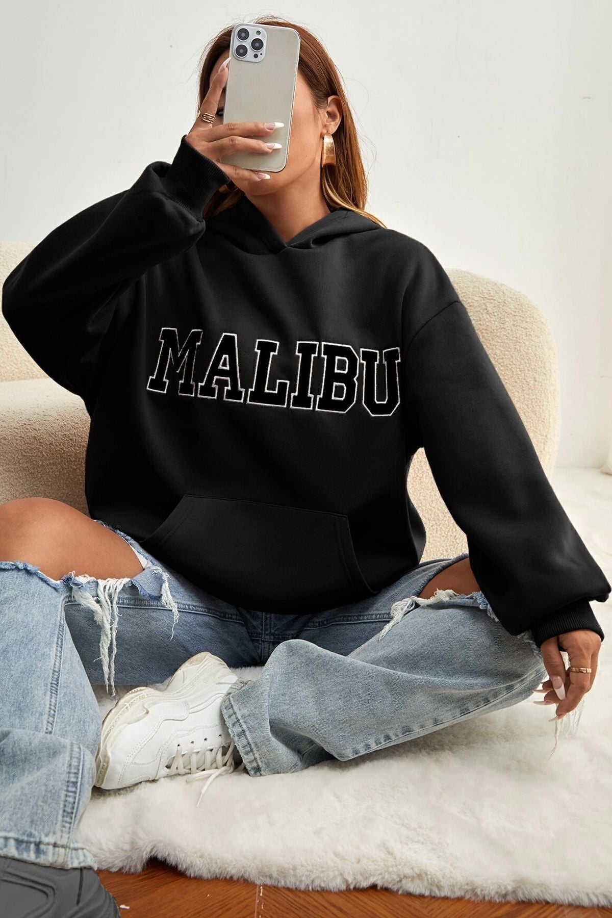 uyguntarz Unisex Malıbu Baskılı Oversize Sweatshirt