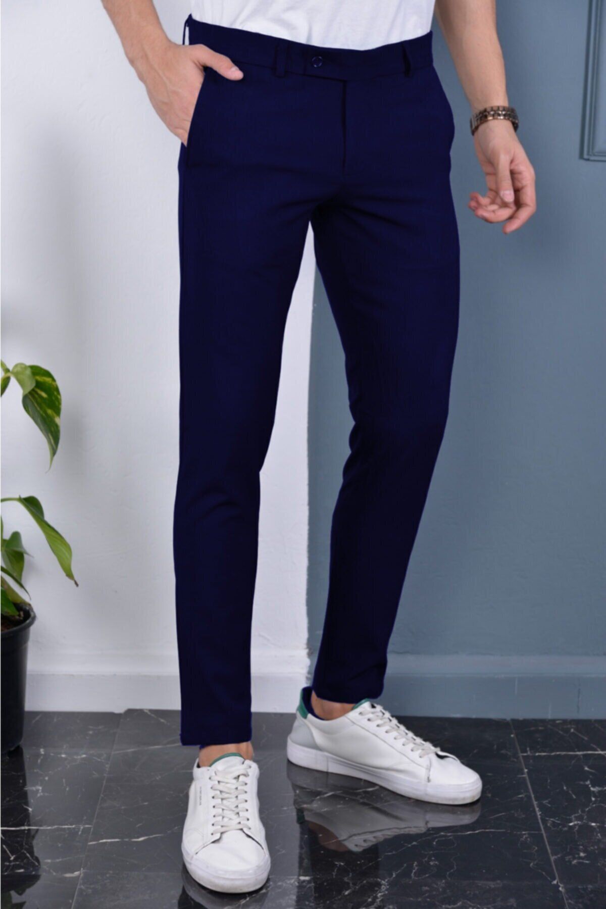 DOPPİO'N DENİM Erkek Siyah Slim Fit Esnek Likralı Kumaş Pantolon