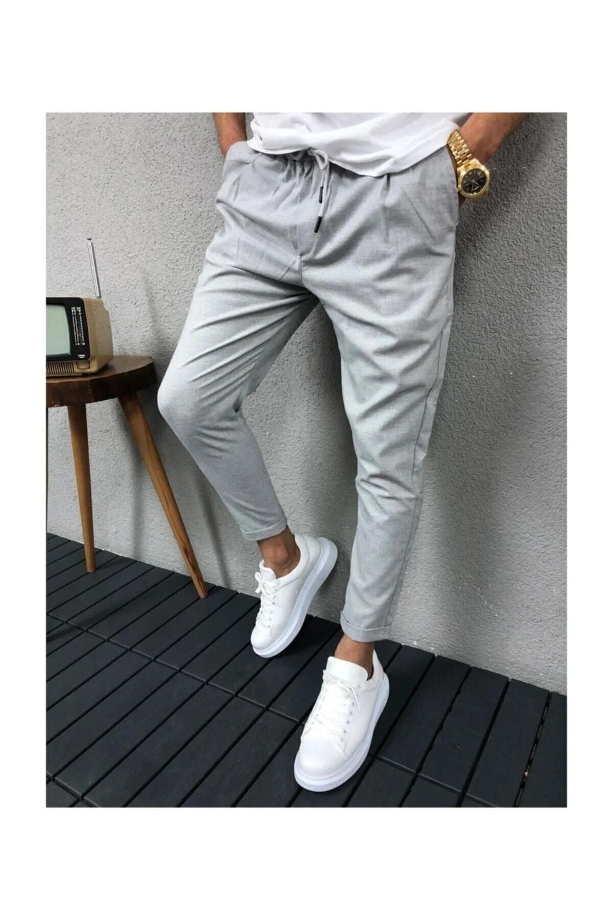 BLG SPORTSWEAR Erkek Dar Kalıp Jogger Pantolon Duble Paça Siyah