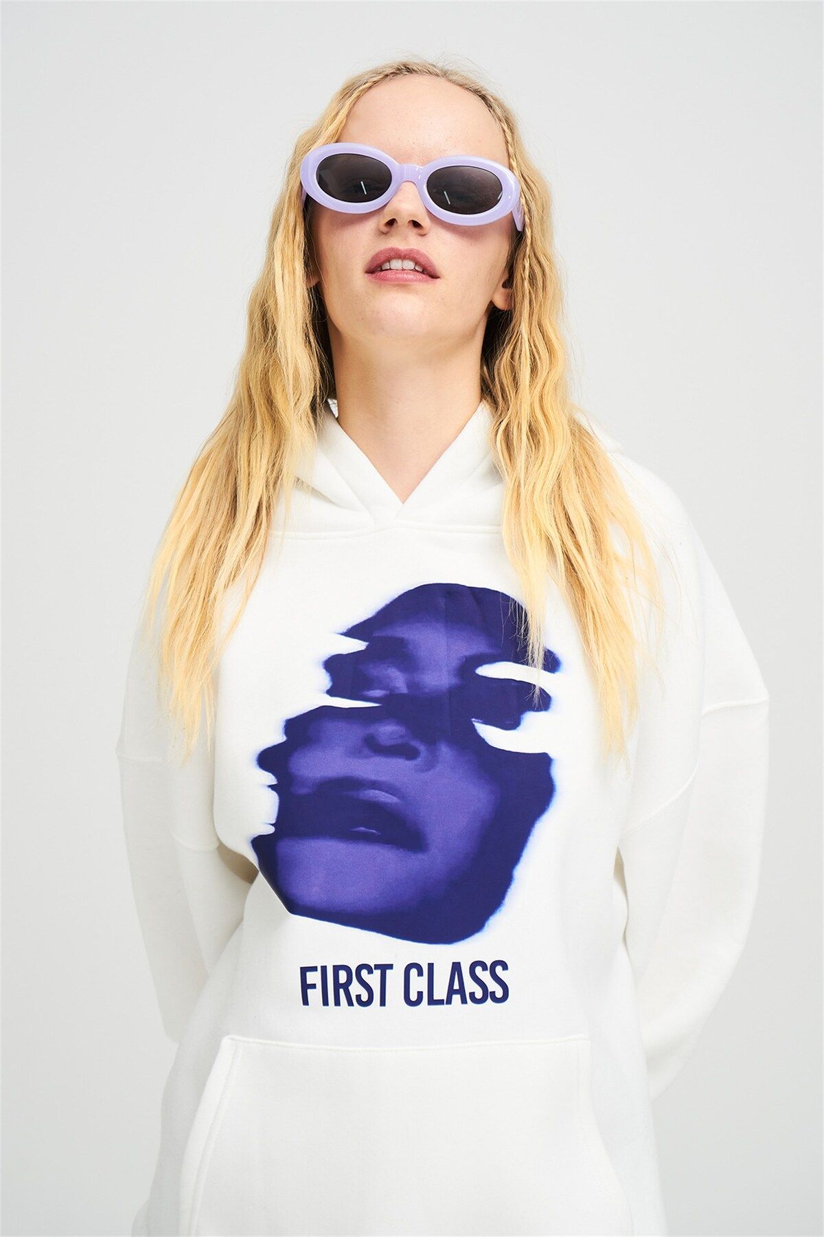 Trendiz Unisex First Class Sweatshirt Hoodie Beyaz