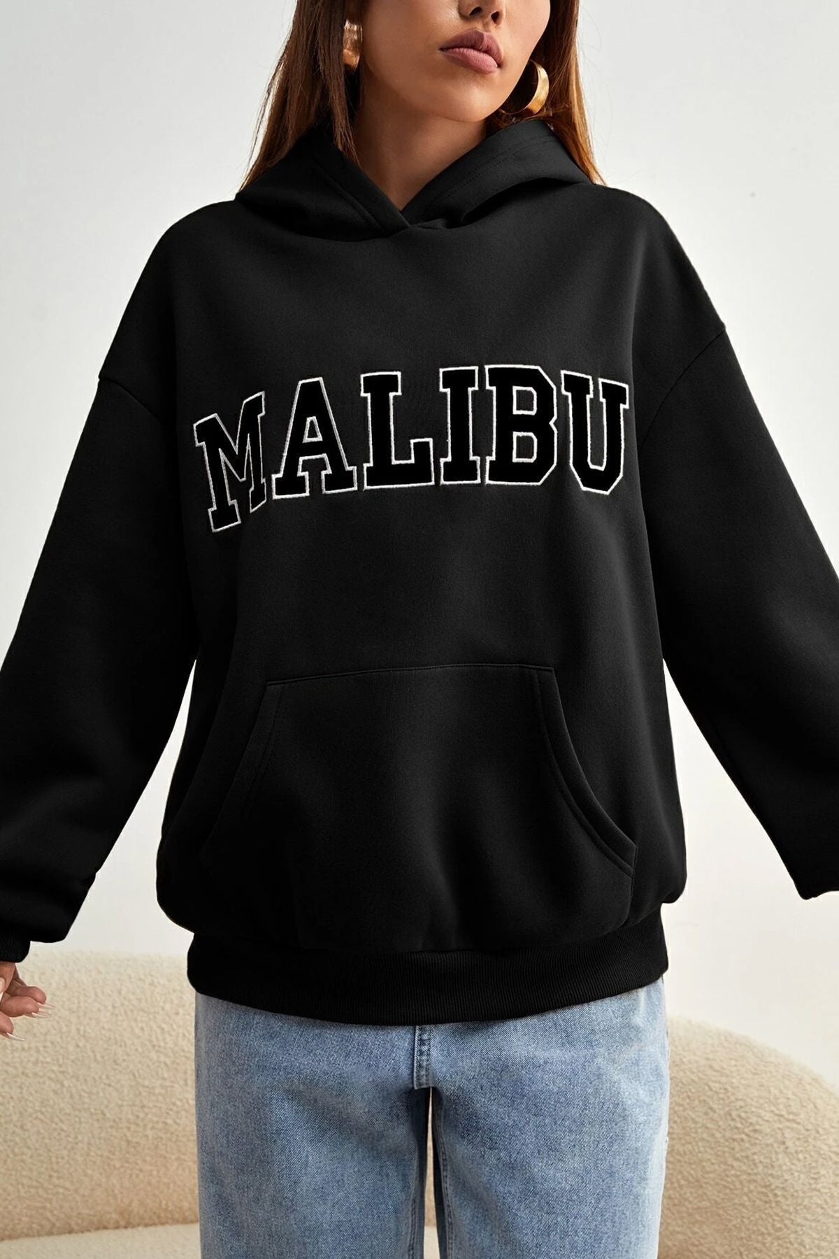 uyguntarz Unisex Malıbu Baskılı Oversize Sweatshirt