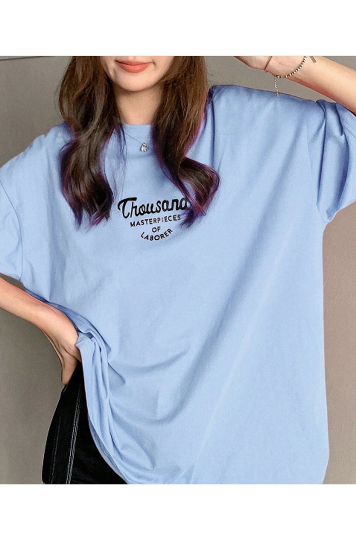 CLAYES Thousand Süprem T-Shirt - Nefti Yeşil Baskılı Oversize Bisiklet Yaka Kısa Kol Tişört