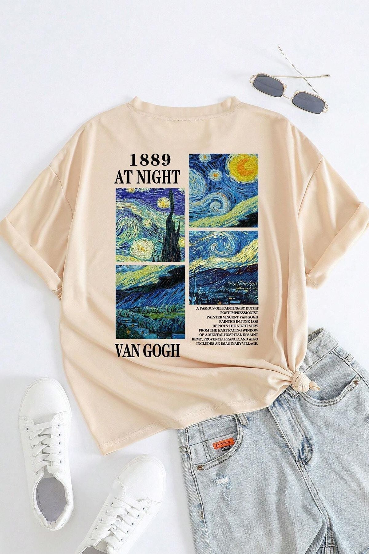 uyguntarz Unisex Van Gogh Baskılı Oversize Tshirt