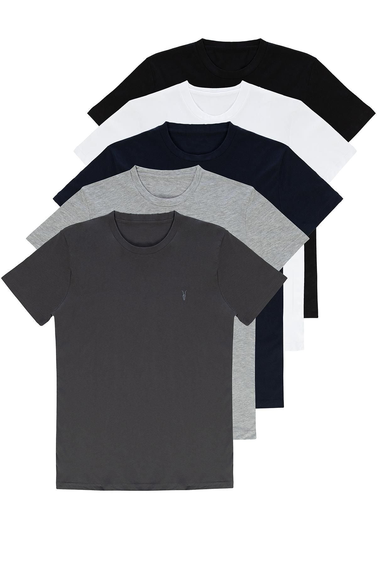 COMBİNE MİCHAİL Standart Kalıp Basic Relaxed 5-li Paket T-shirt