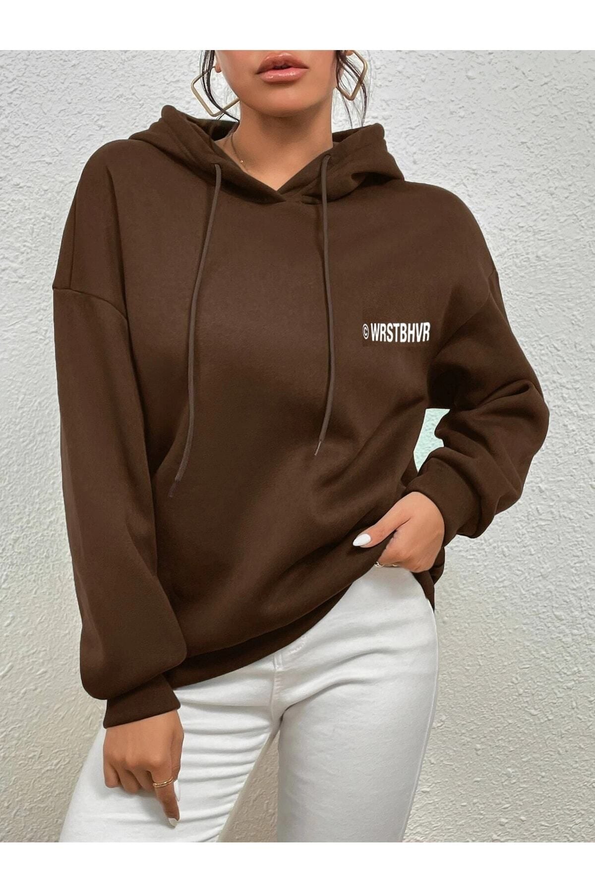 MANCY Kadın Siyah Baskılı Kapüşonlu Sweatshirt