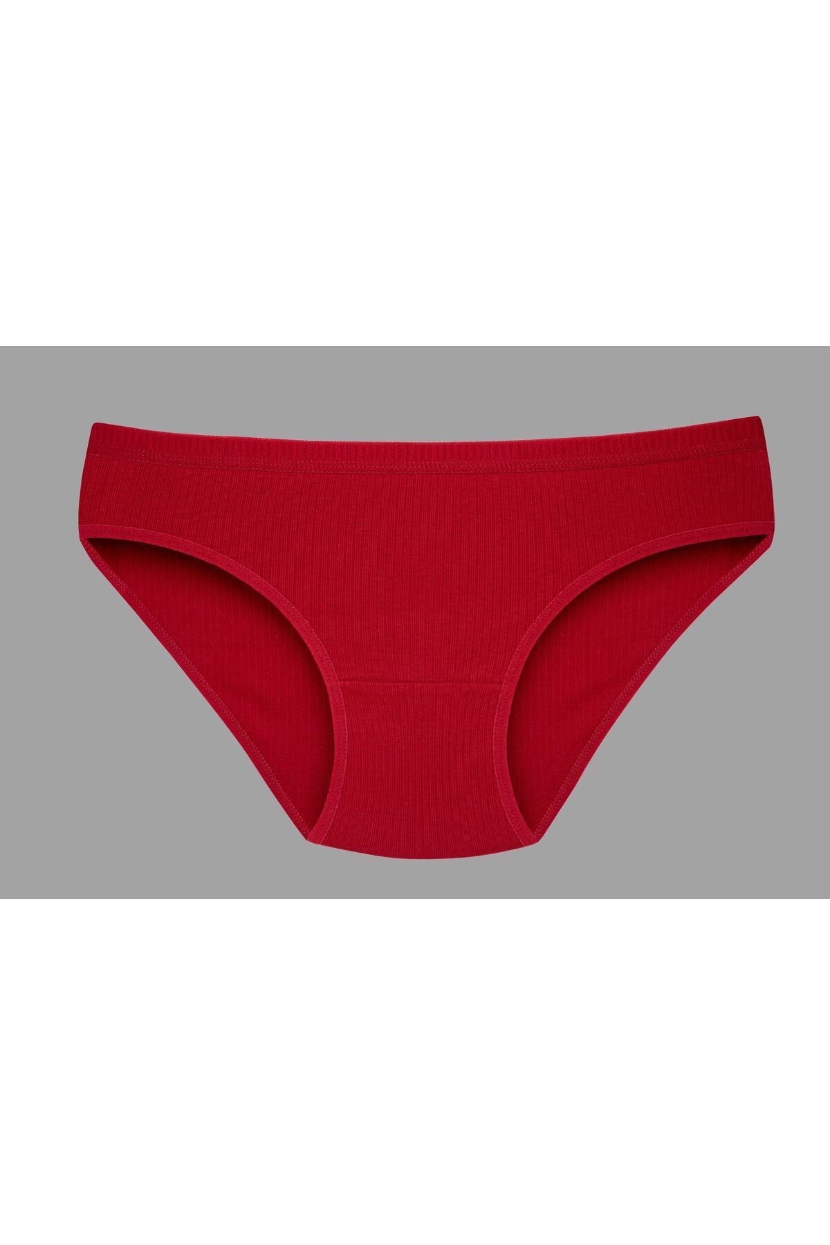 5'Li Set %100 Pamuk Renkli Fitilli Özel Bel Bikini Külot(Kırmızı-Lacivert-Siyah-Beyaz-Pembe)