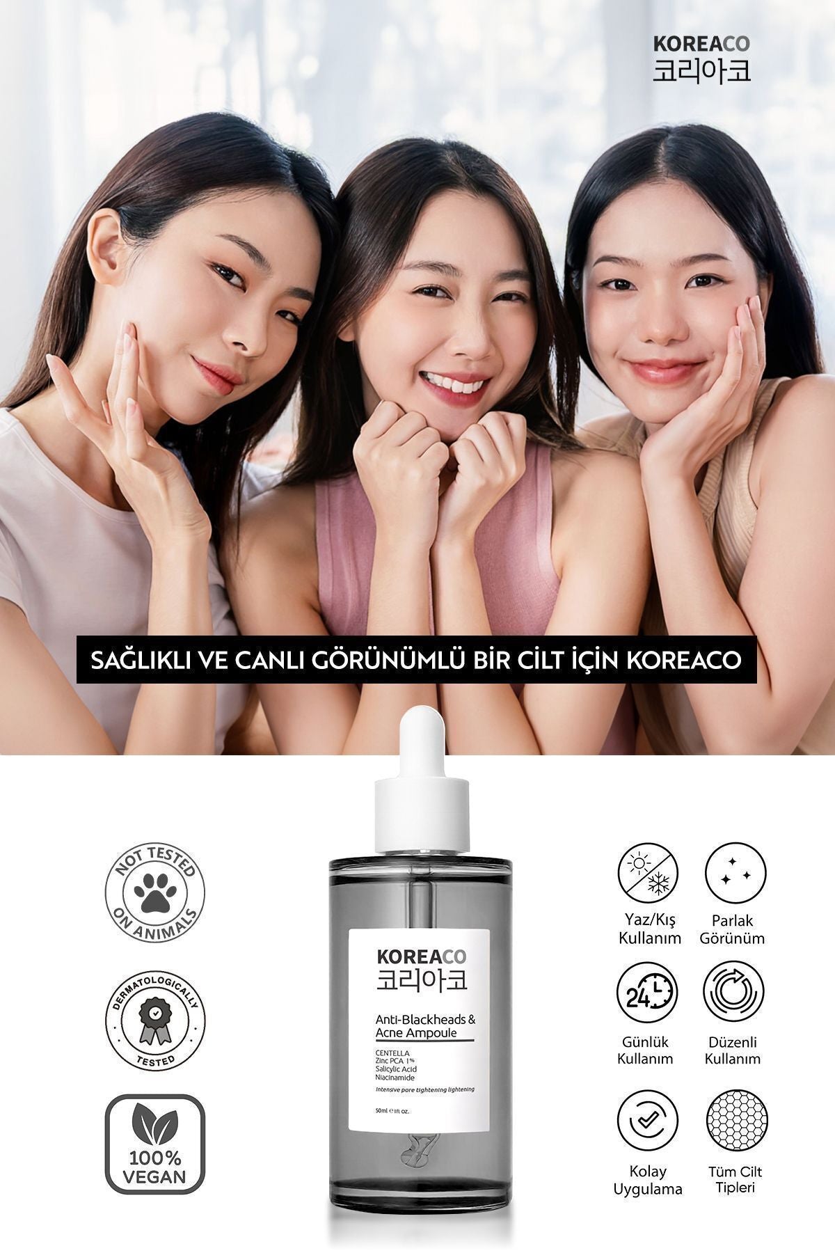 KOREACO Anti-Blackheads Acne Ampoule Siyah Nokta ve Akne Ampulü