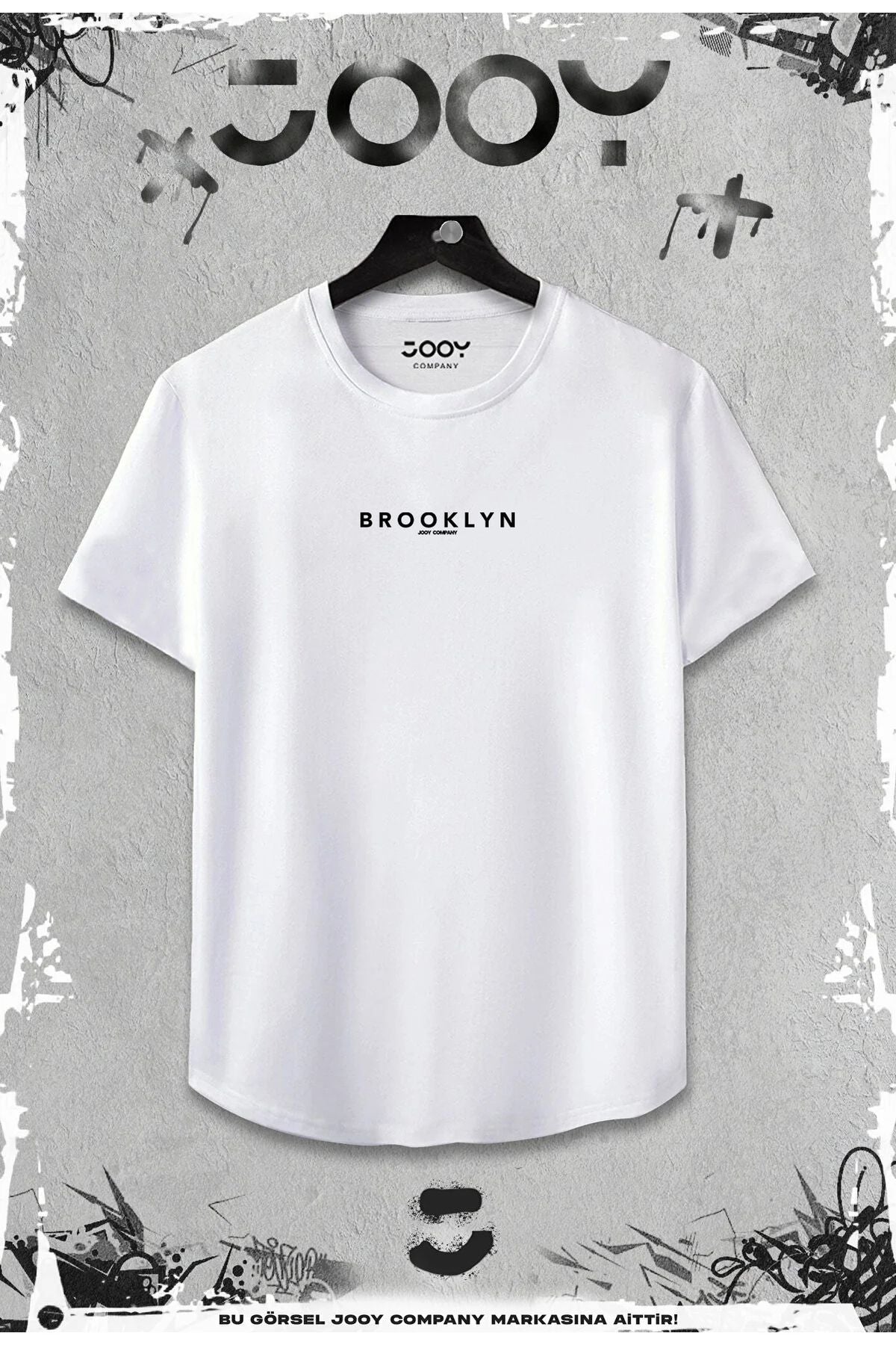 Jooy Company Brooklyn Baskılı Siyah Beyaz Oval Kesim Tshirt 2'li Set