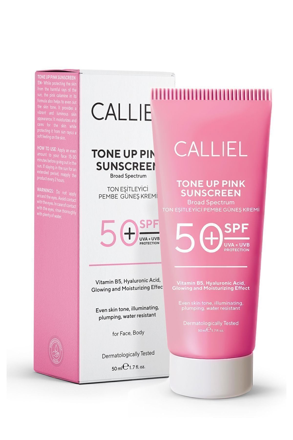 CALLİEL Ton Eşitleyici , Aydınlatıcı Spf 50+ Renkli Güneş Kremi Glutatyon, Hyaluronik Asit Etkili 50 ml