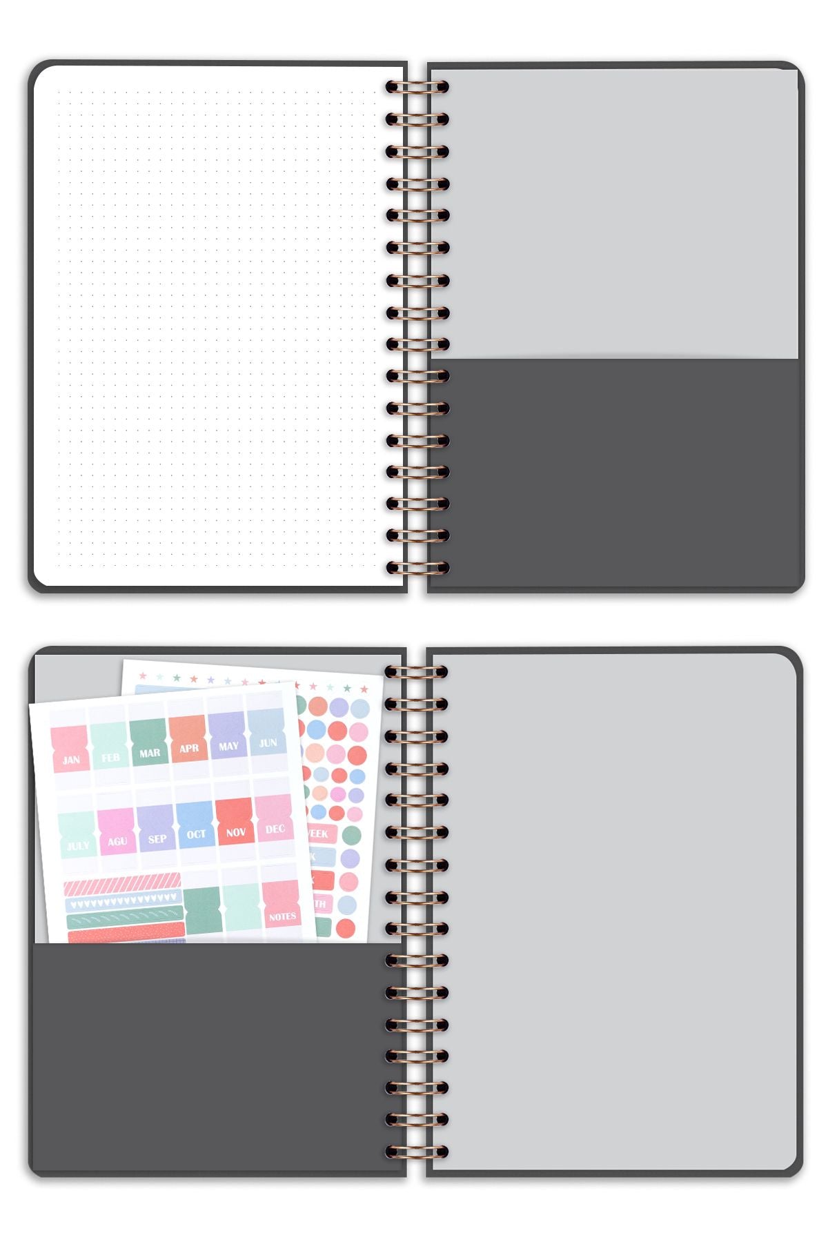 Matt Notebook 2025 Yılı A5 Ajanda Spiralli 15x21 cm - 12 Aylık Papatyalar