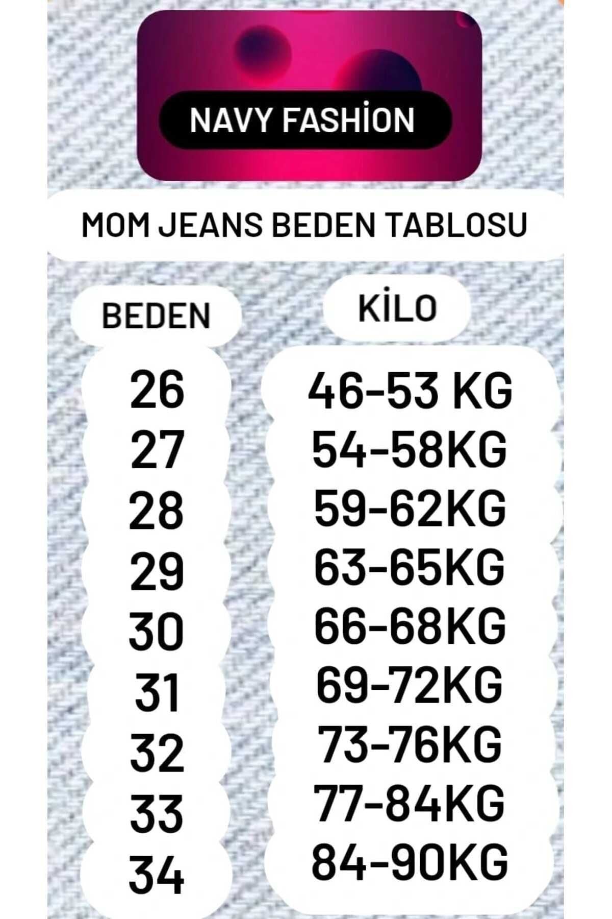 Trn JNS Mona Koyu Mavi Mom Jean Kadın Boyfriend Yüksek Bel Likralı Kot Pantolon