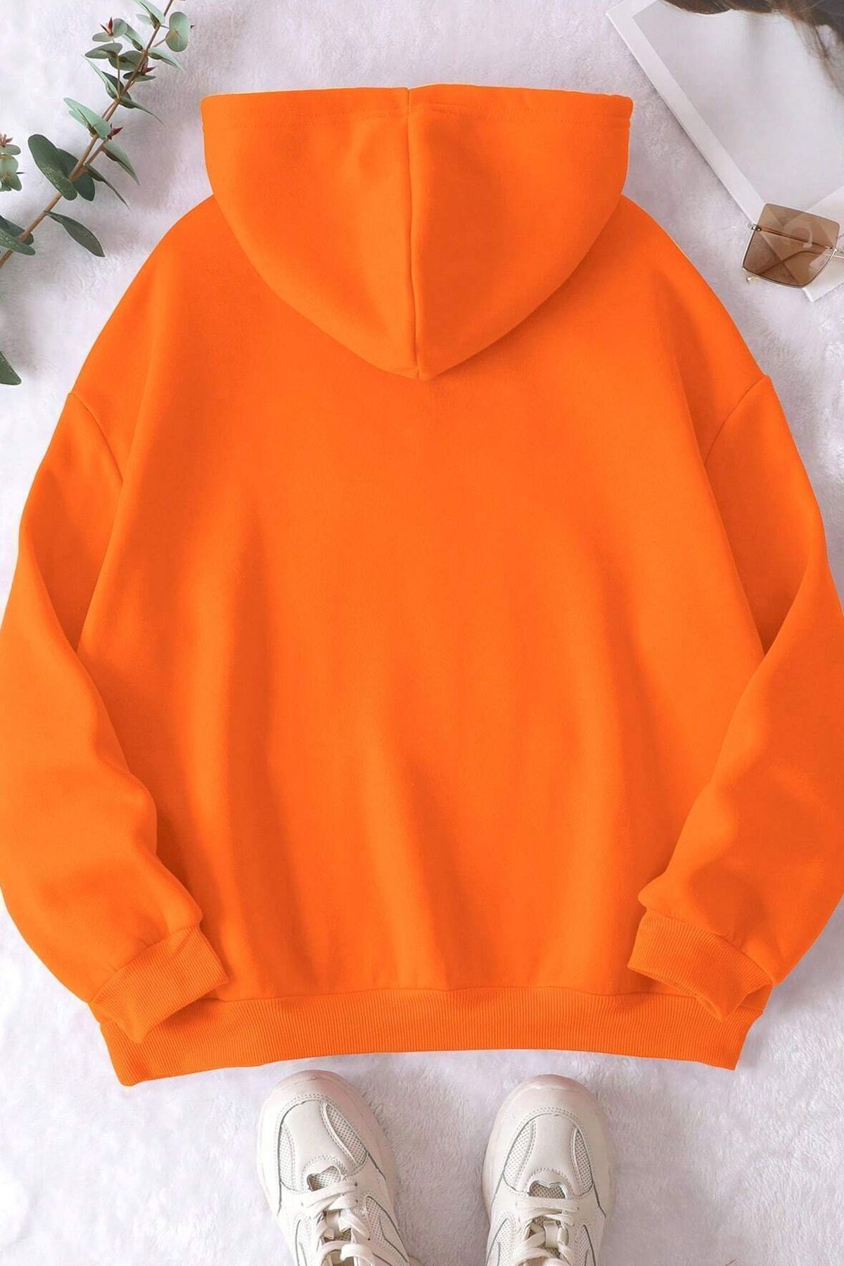 uyguntarz Unisex Bej Oversize Kapüşonlu Sweatshirt