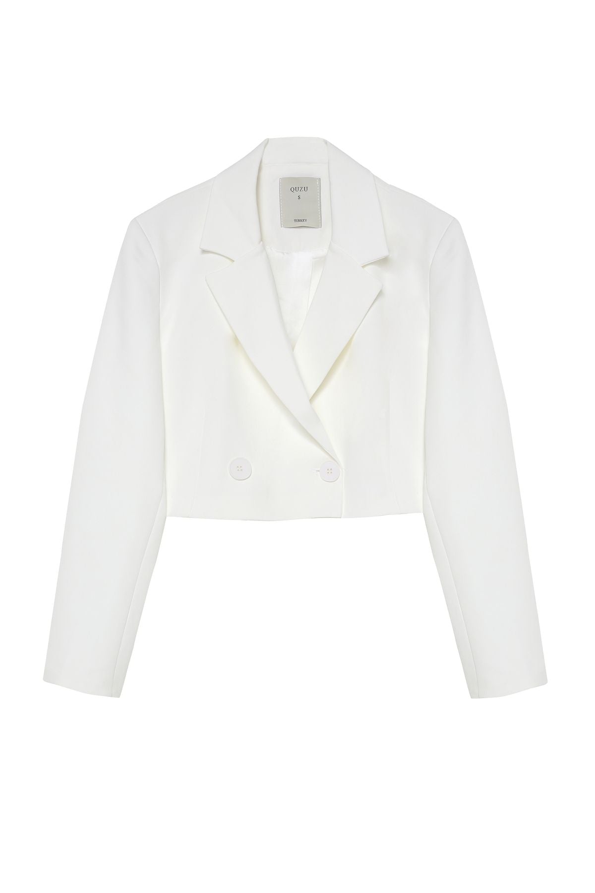 Quzu Kruvaze Crop Blazer Ceket Siyah