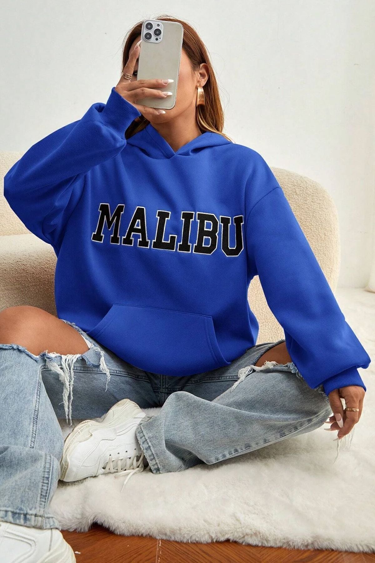 uyguntarz Unisex Malıbu Baskılı Oversize Sweatshirt