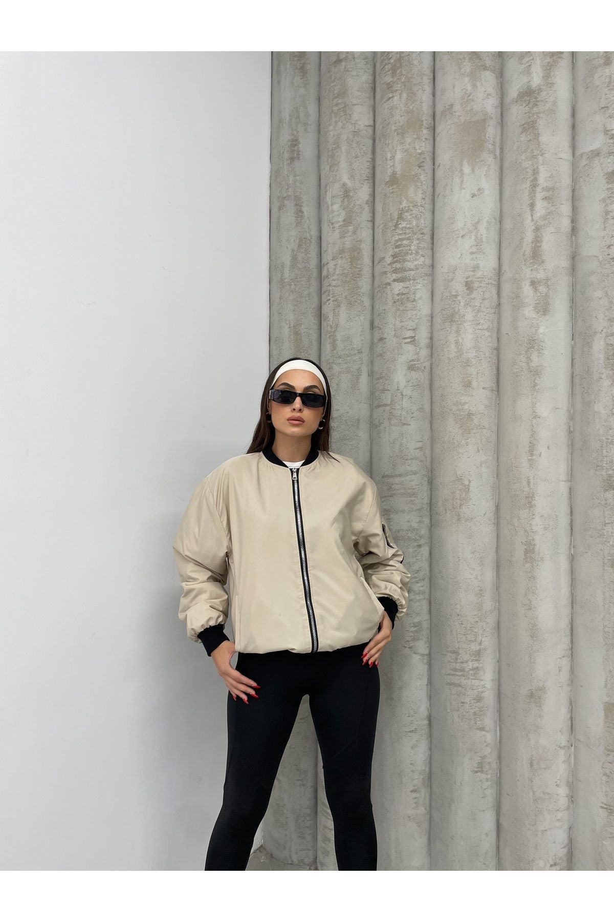 La Querta Unisex Siyah Oversize Bomber Ceket