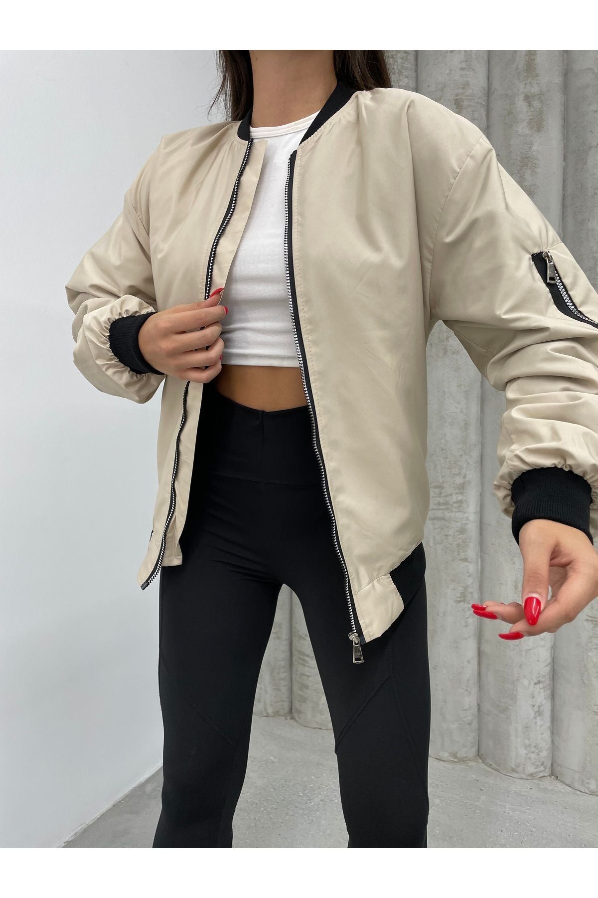 La Querta Unisex Siyah Oversize Bomber Ceket