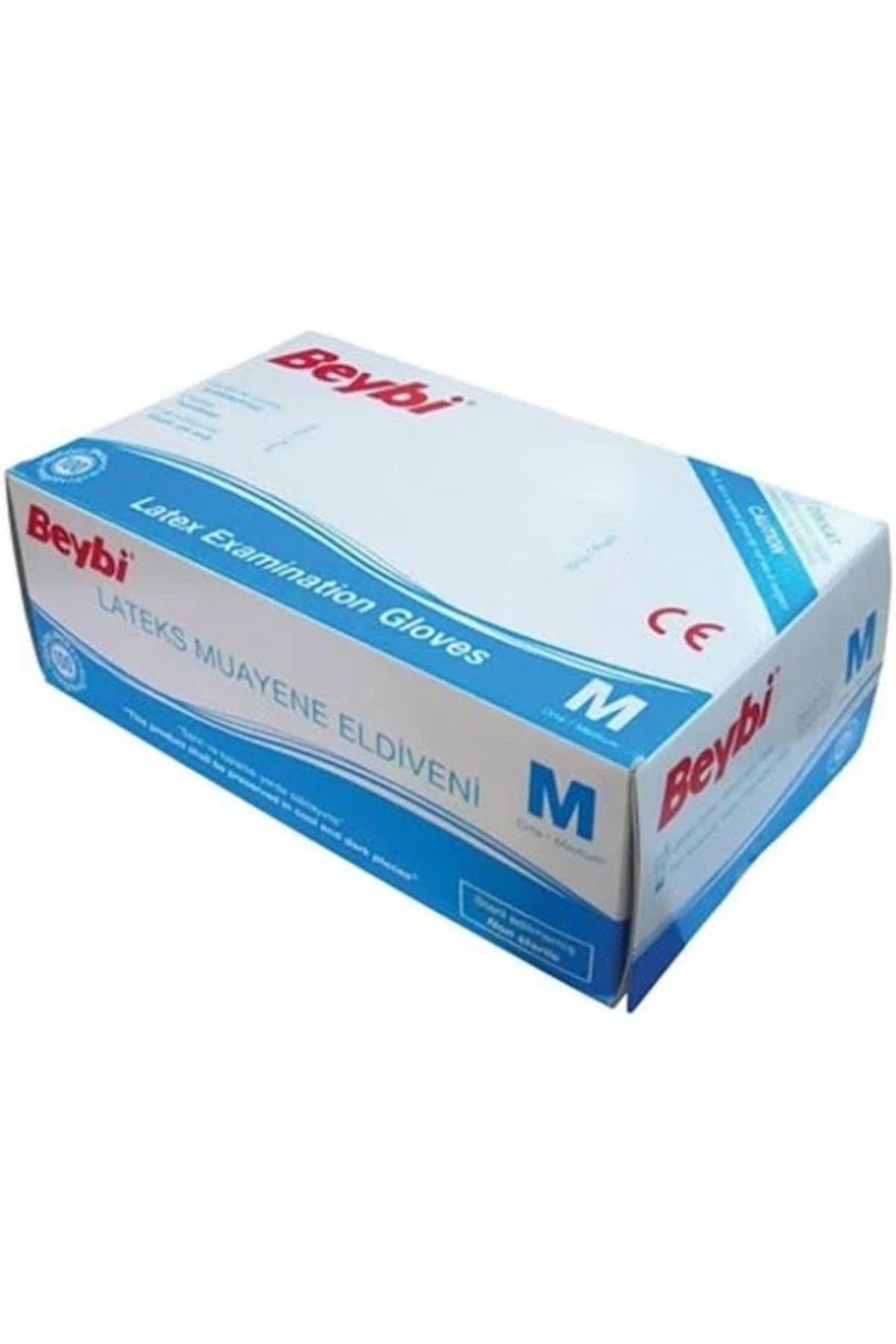 BEYBİ Lateks Pudralı (M) Medium Beden Muayene Eldiven 100lü Paket