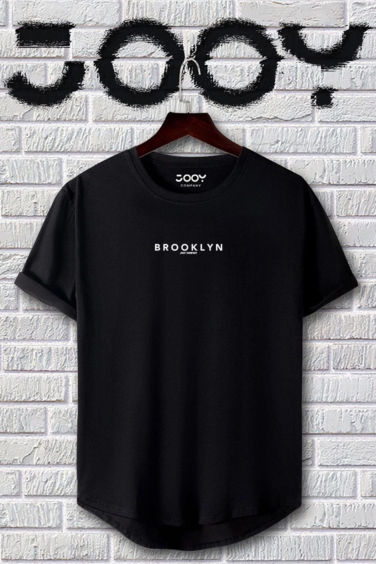 Jooy Company Brooklyn Baskılı Siyah Beyaz Oval Kesim Tshirt 2'li Set