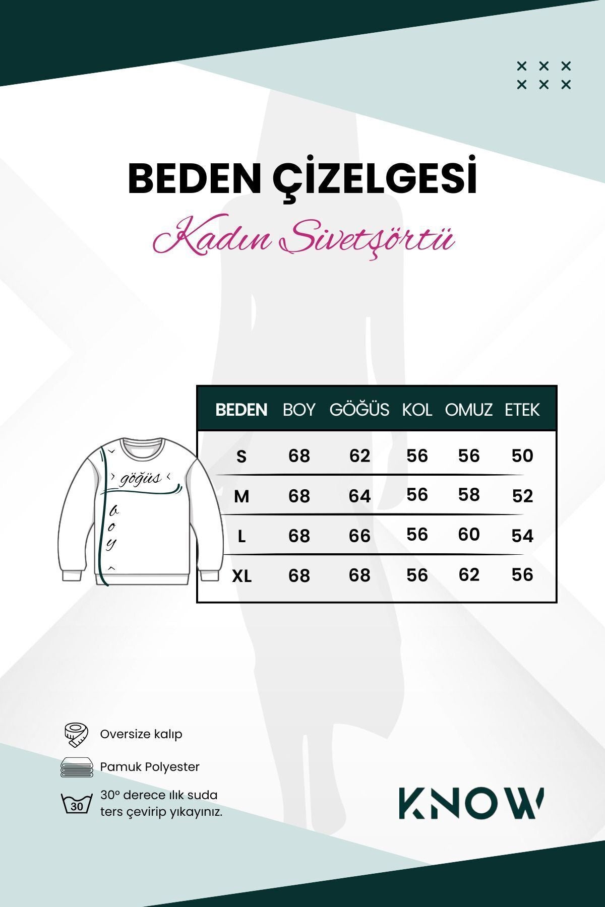 Know Kadın 3 Iplik Beyaz Enough Baskılı Füme Kol Detay Oversize Sweatshirt