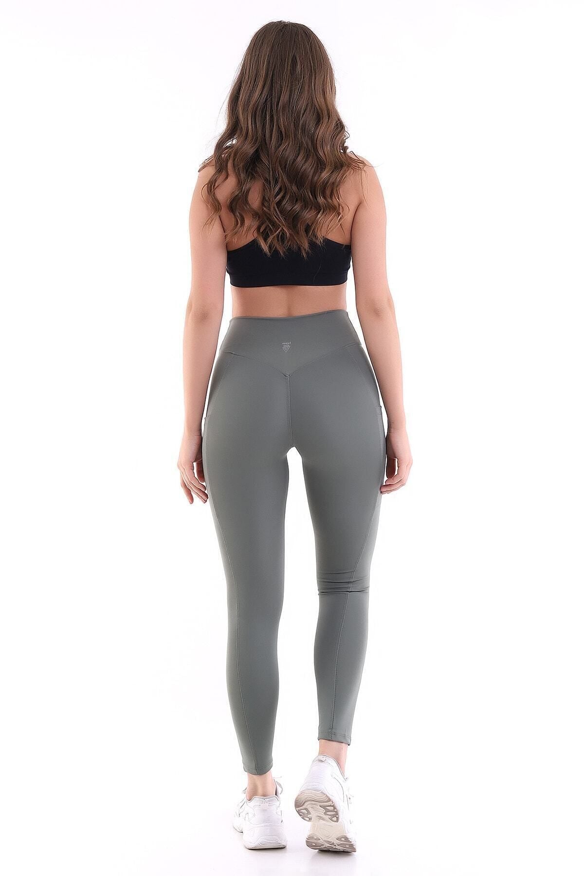 EMFURE Siyah Kadın Spor Tayt Çift Cepli Sıkılaştırıcı Toparlayıcı Yüksek Bel Sporcu Taytı Leggings Fitness