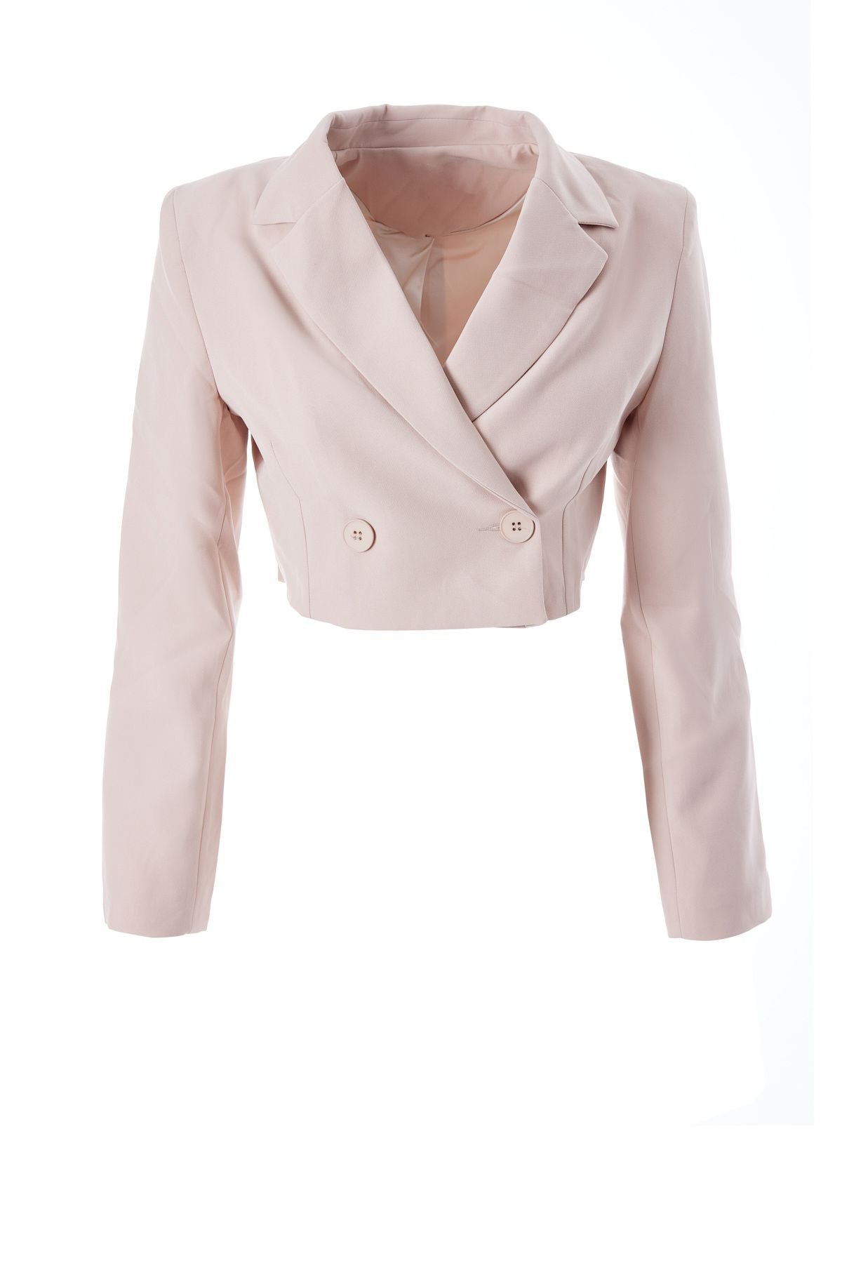 Quzu Kruvaze Crop Blazer Ceket Siyah