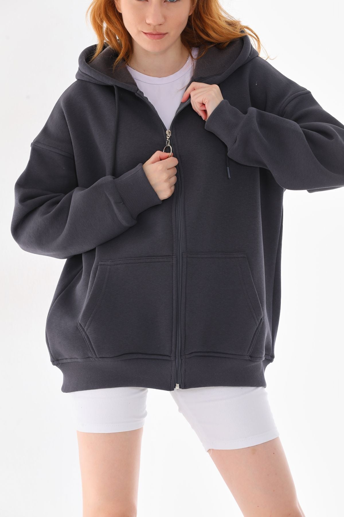 Batı Styling Lisa Fermuarlı Oversize Sweatshirt