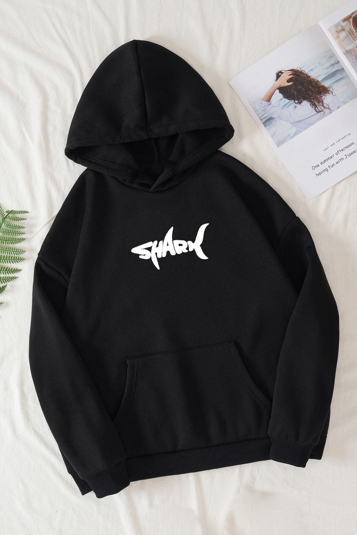 Rokeby Unisex Shark Baskılı Oversize Sweatshirt