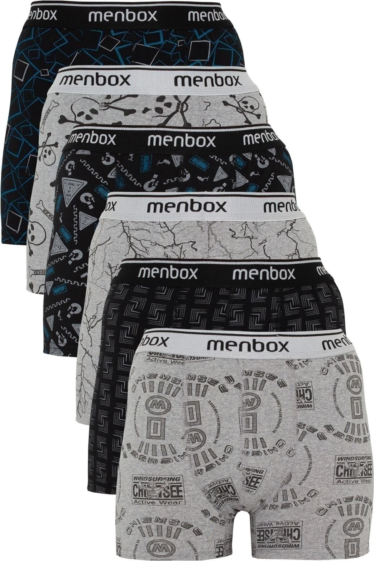 MENBOX 12 Li Desenli Likralı Klasik Erkek Boxer