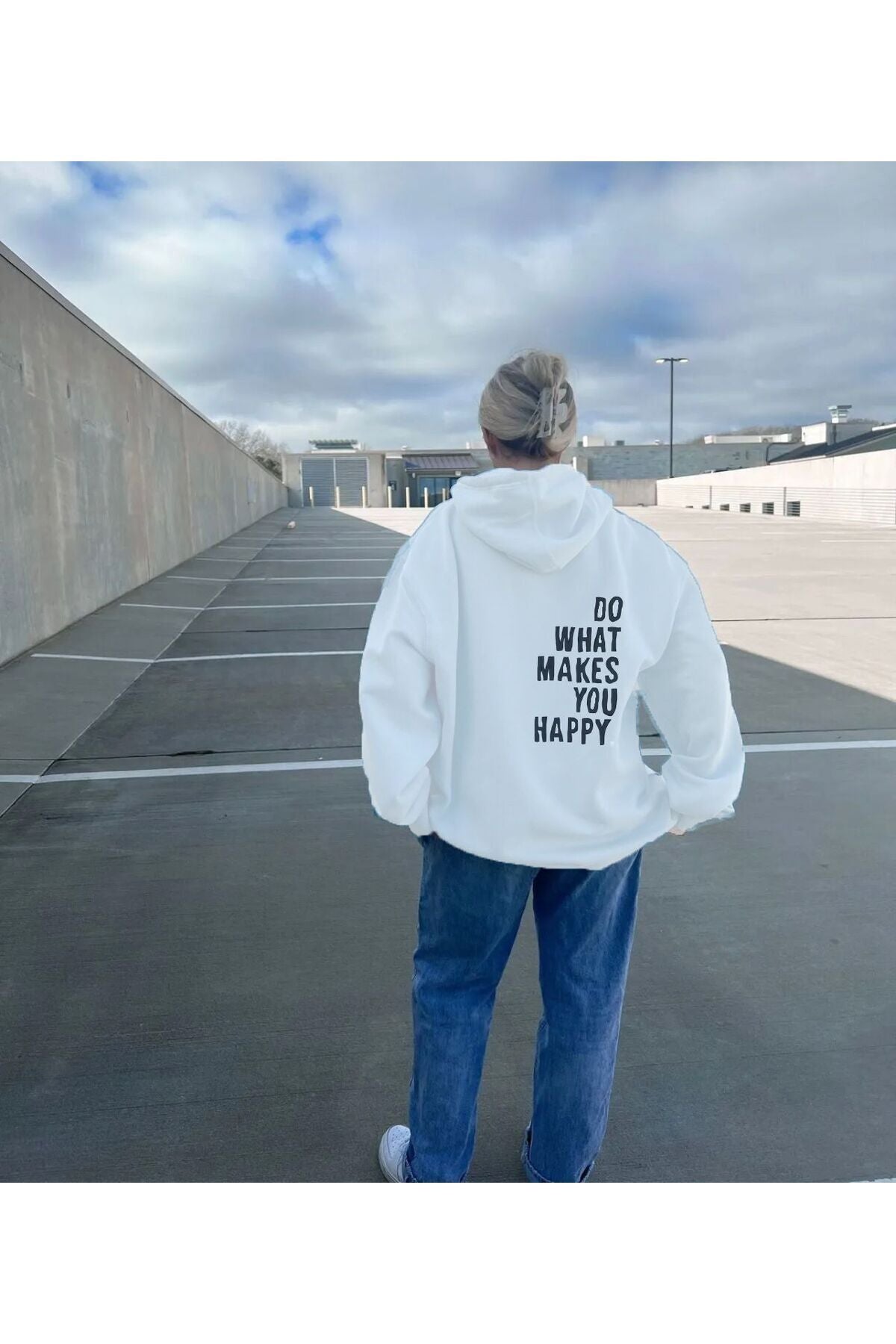 AFROGİYİM Do What Makes Happy You Baskılı Oversize Hoodie