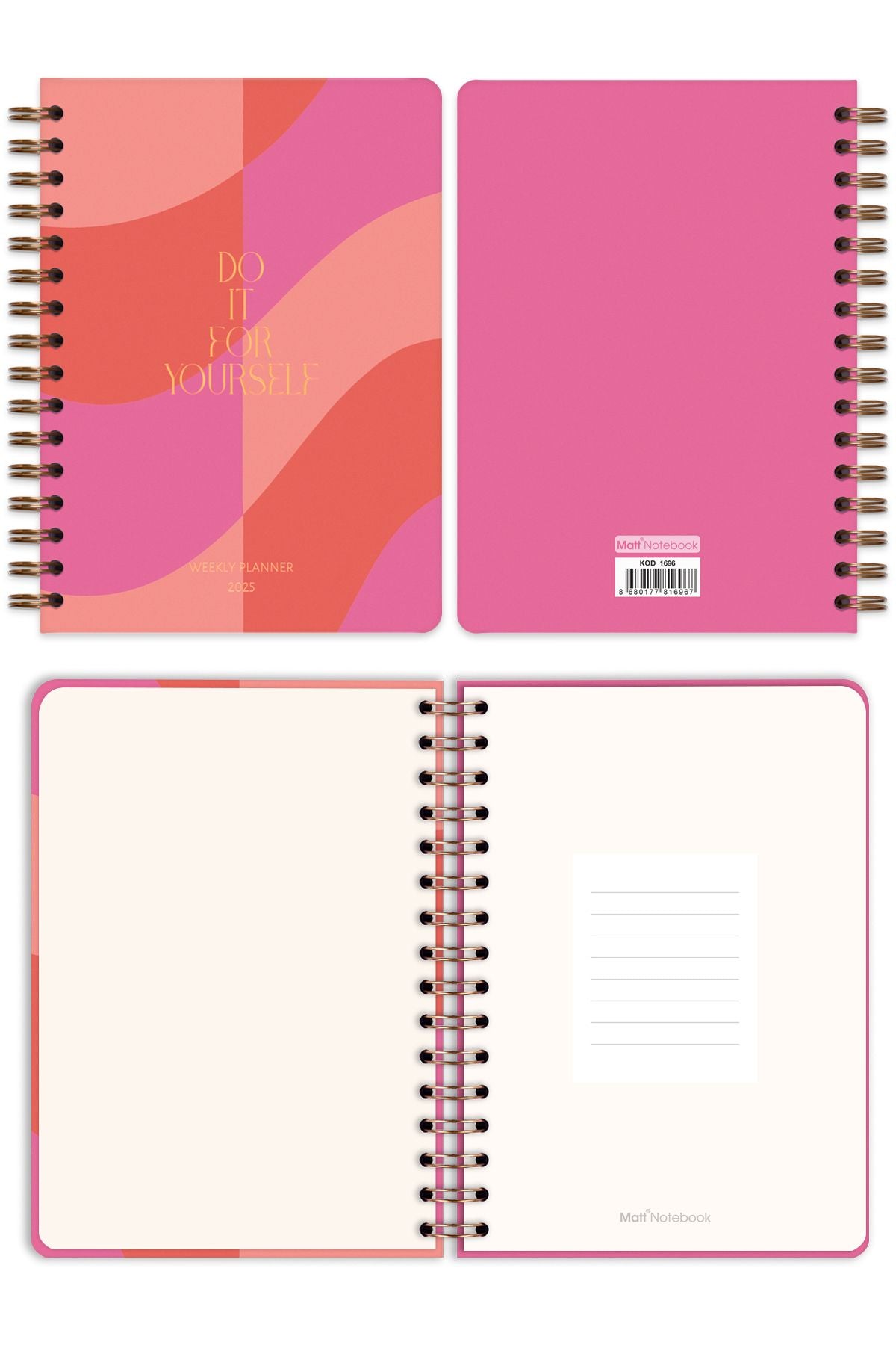 Matt Notebook 2025 Yılı A5 Ajanda Spiralli 15x21 cm - 12 Aylık