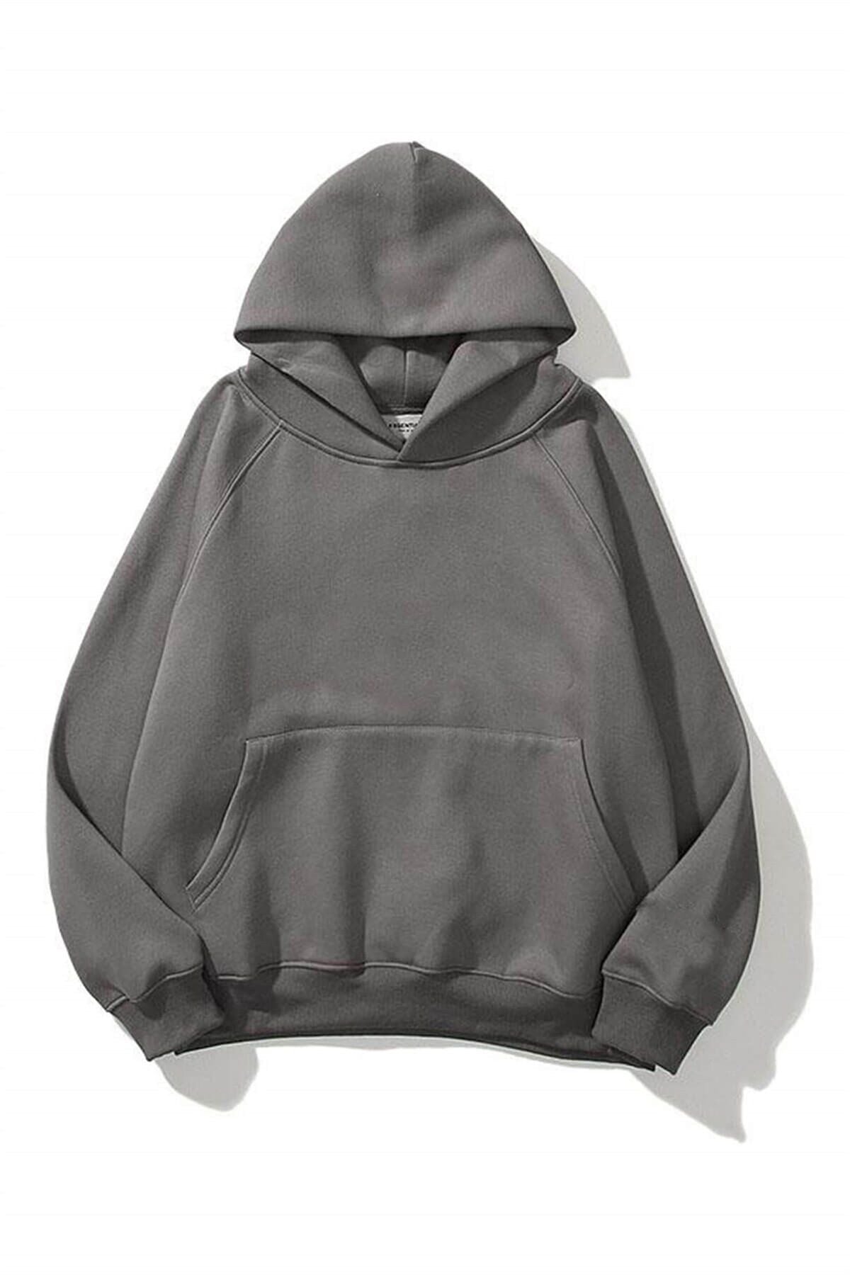 Trendiz Unisex Siyah Basic Sweatshirt Hoodie