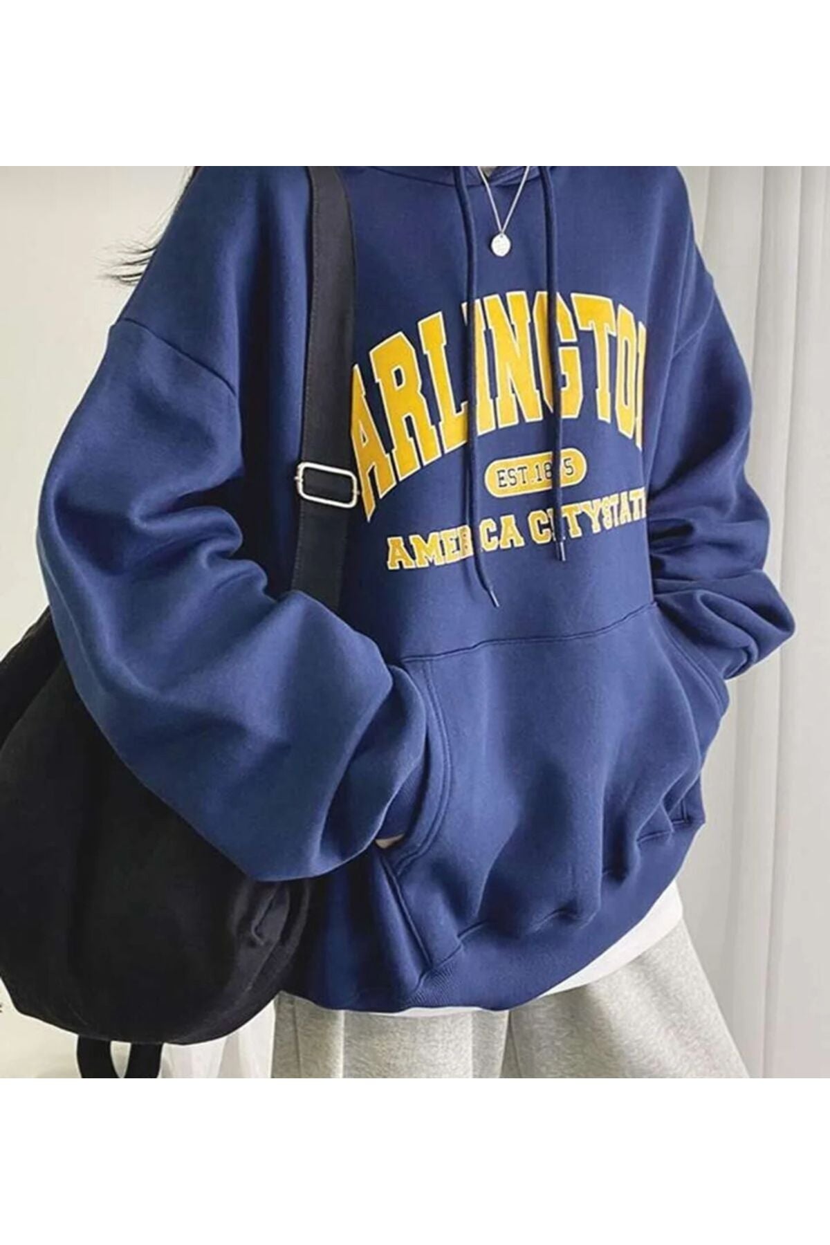 Vantage Kadın Arlington American City State Baskılı Oversize Kapşonlu Sweatshirt