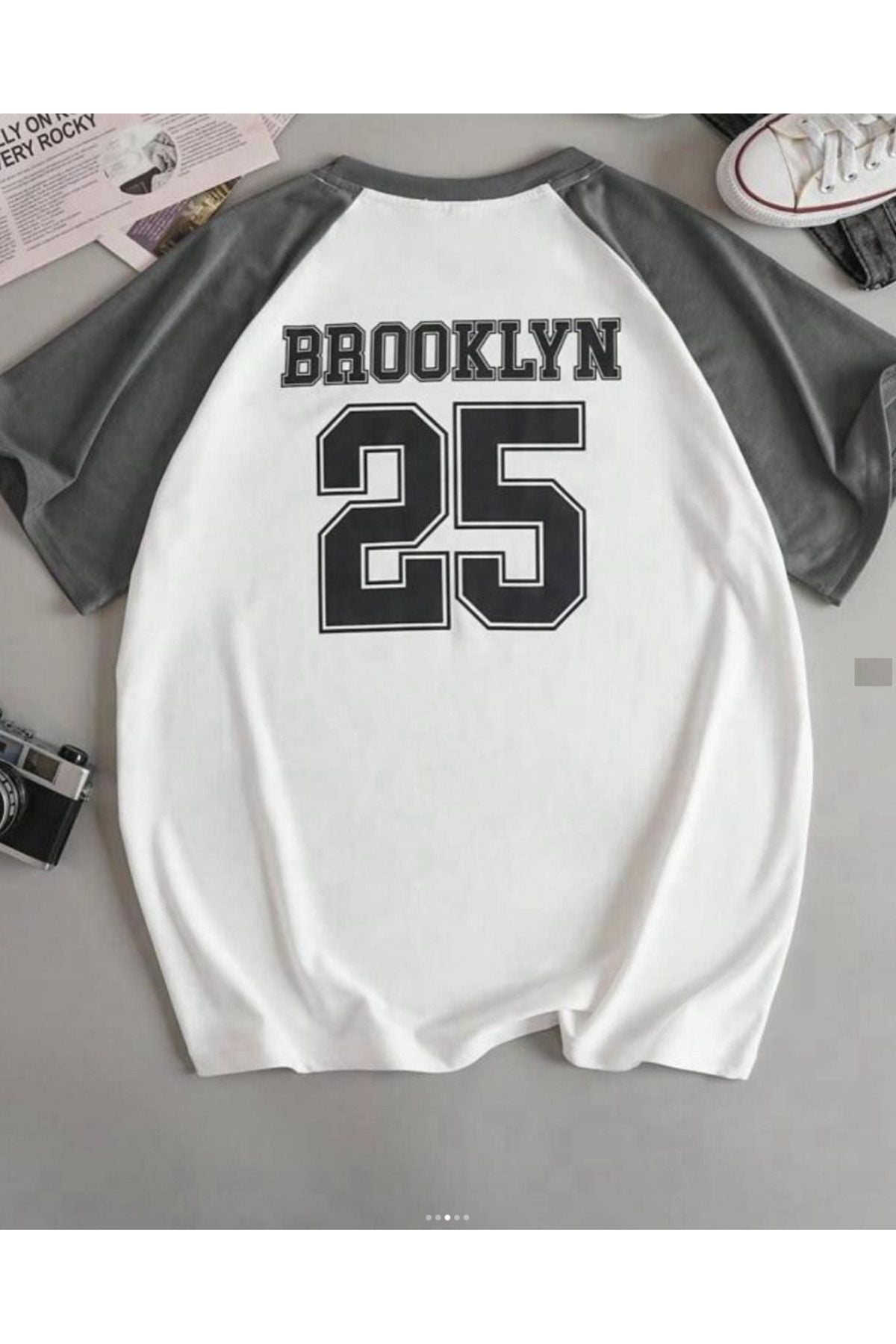 Tarzsokak Siyah Oversize Çift Renk Brooklyn Baskılı Unisex Tshirtt