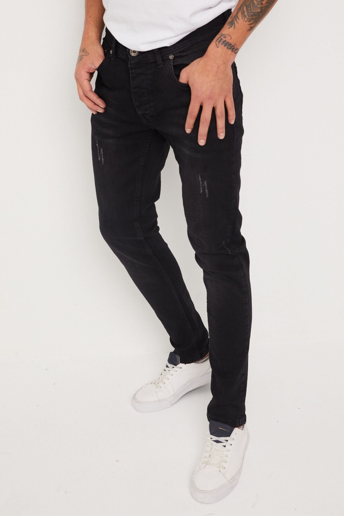 Newtime Erkek Jeans Skinny Fit Likralı Tırnaklı Siyah