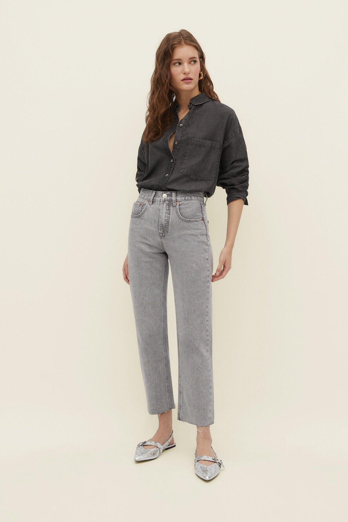 Stradivarius D96 crop straight fit jean