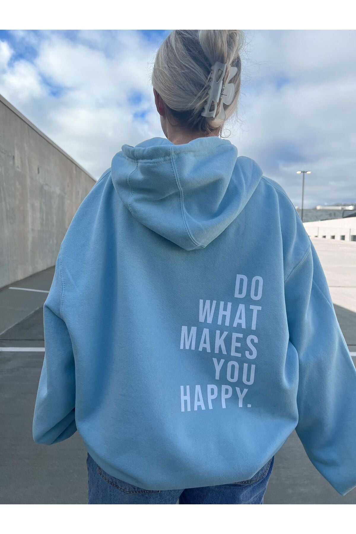 AFROGİYİM Do What Makes Happy You Baskılı Oversize Hoodie