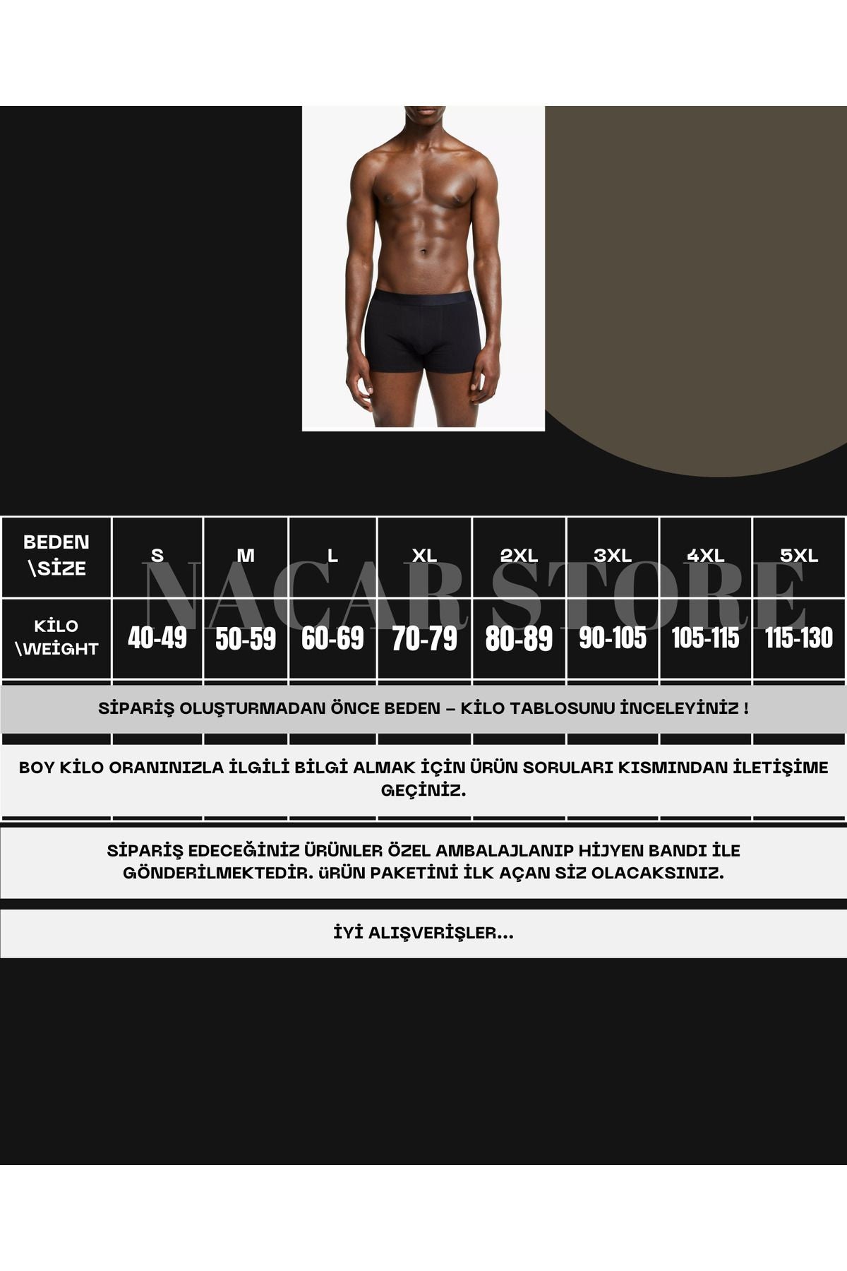 NACAR STORE Erkek Pamuklu Likralı Siyah Boxer 10'lu