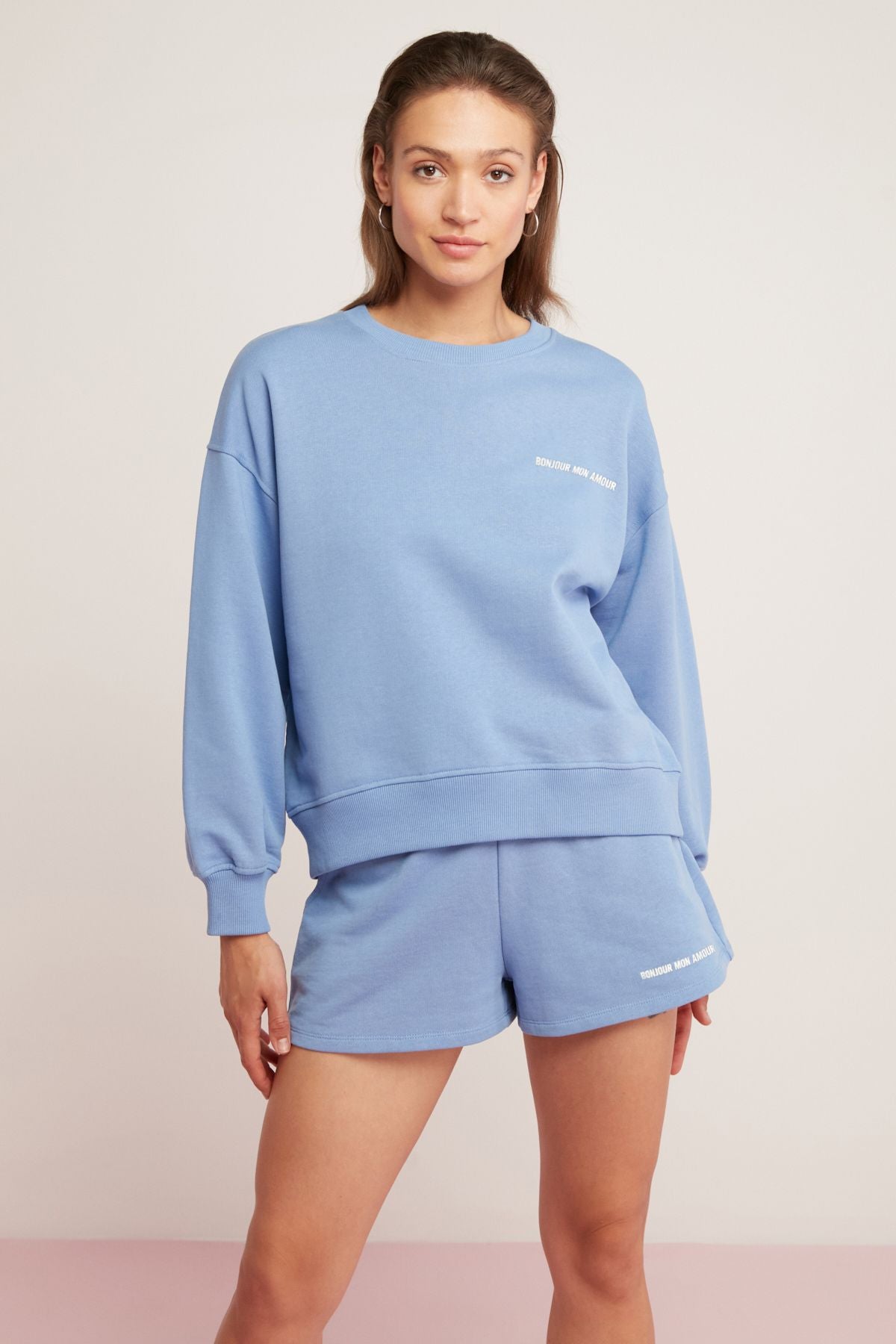 ETHIQUET Sandra Kadın Pamuklu Içi Polarlı Yumuşacık Göğsü Baskılı Yuvarlak Yaka Comfort Kırmızı Sweatshirt