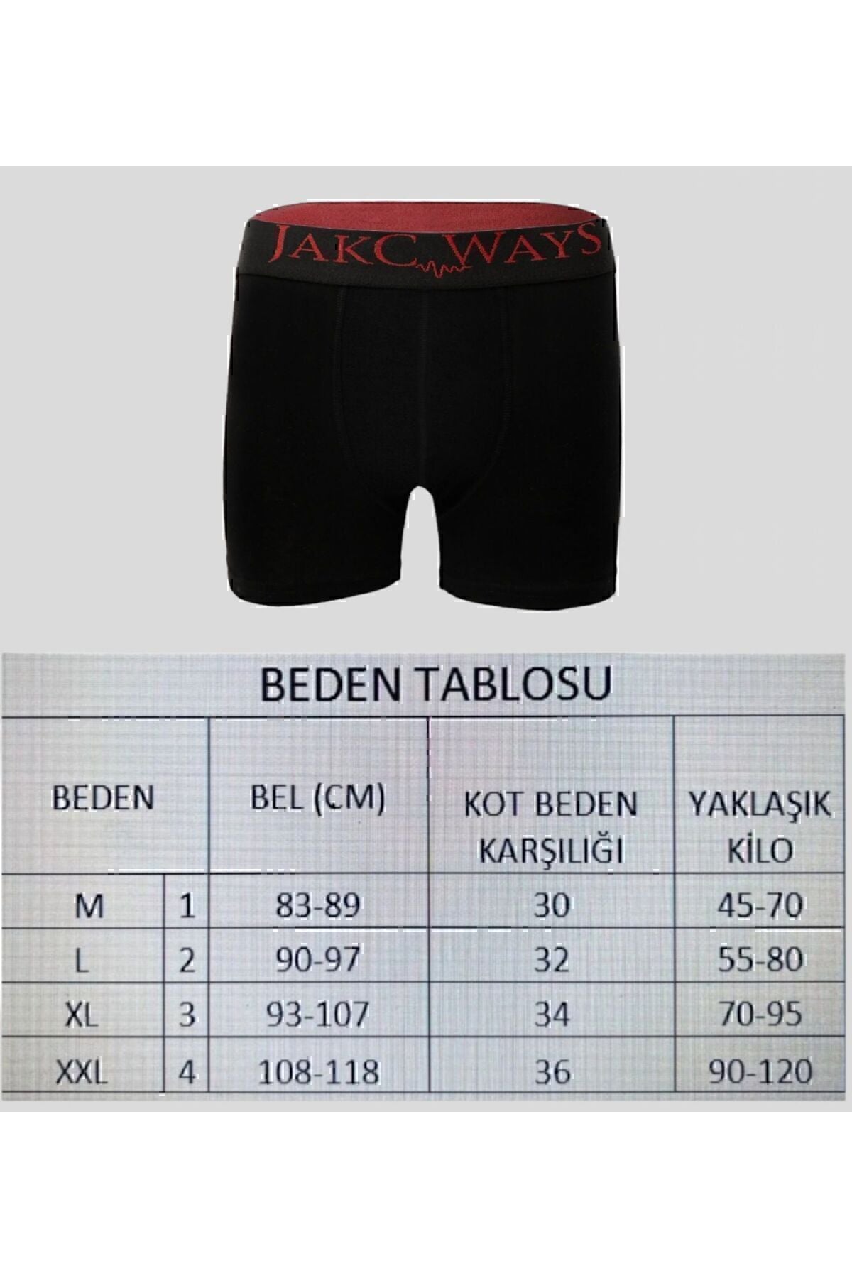 JAKC WAYS Erkek Boxer Siyah 6'lı Paket Premium Pamuklu Likralı Boxer