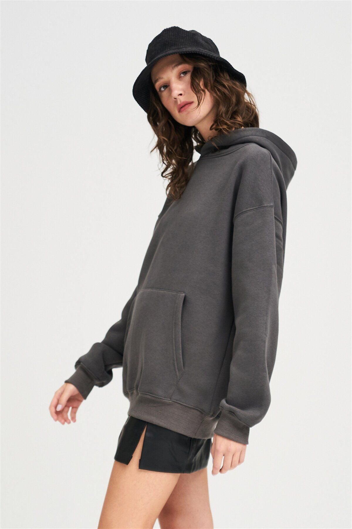 Trendiz Unisex Siyah Basic Sweatshirt Hoodie