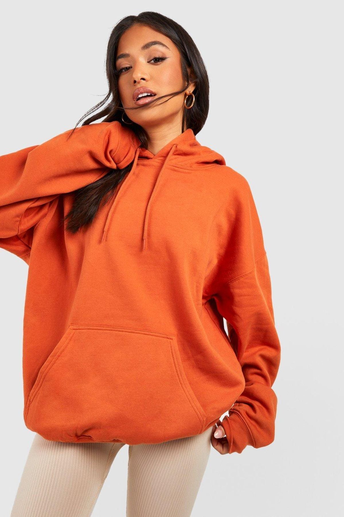 Benisengiydir Kadın Lacivert Rochelle Yazı Baskılı Oversize Kapüşonlu Sweatshirt