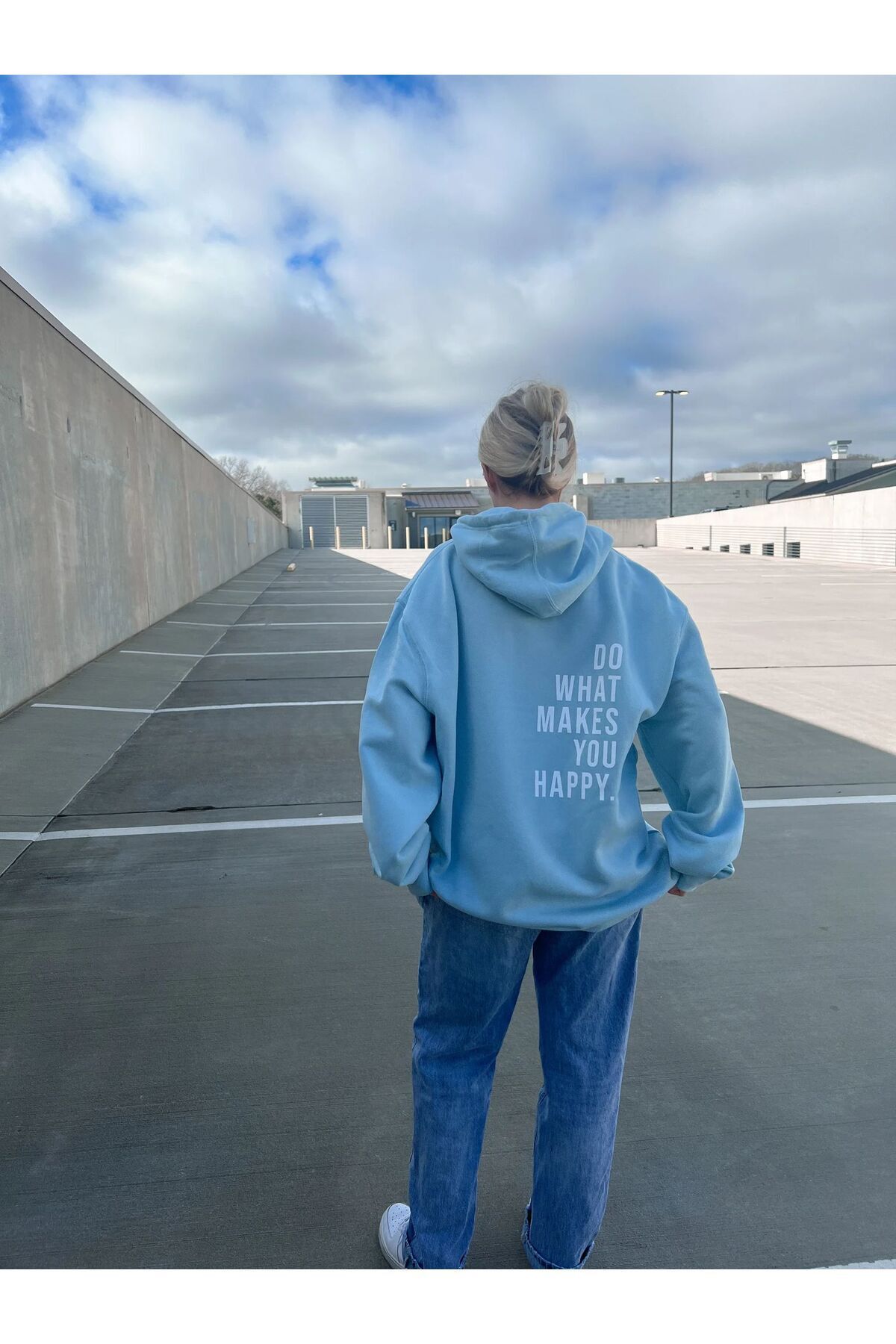 AFROGİYİM Do What Makes Happy You Baskılı Oversize Hoodie