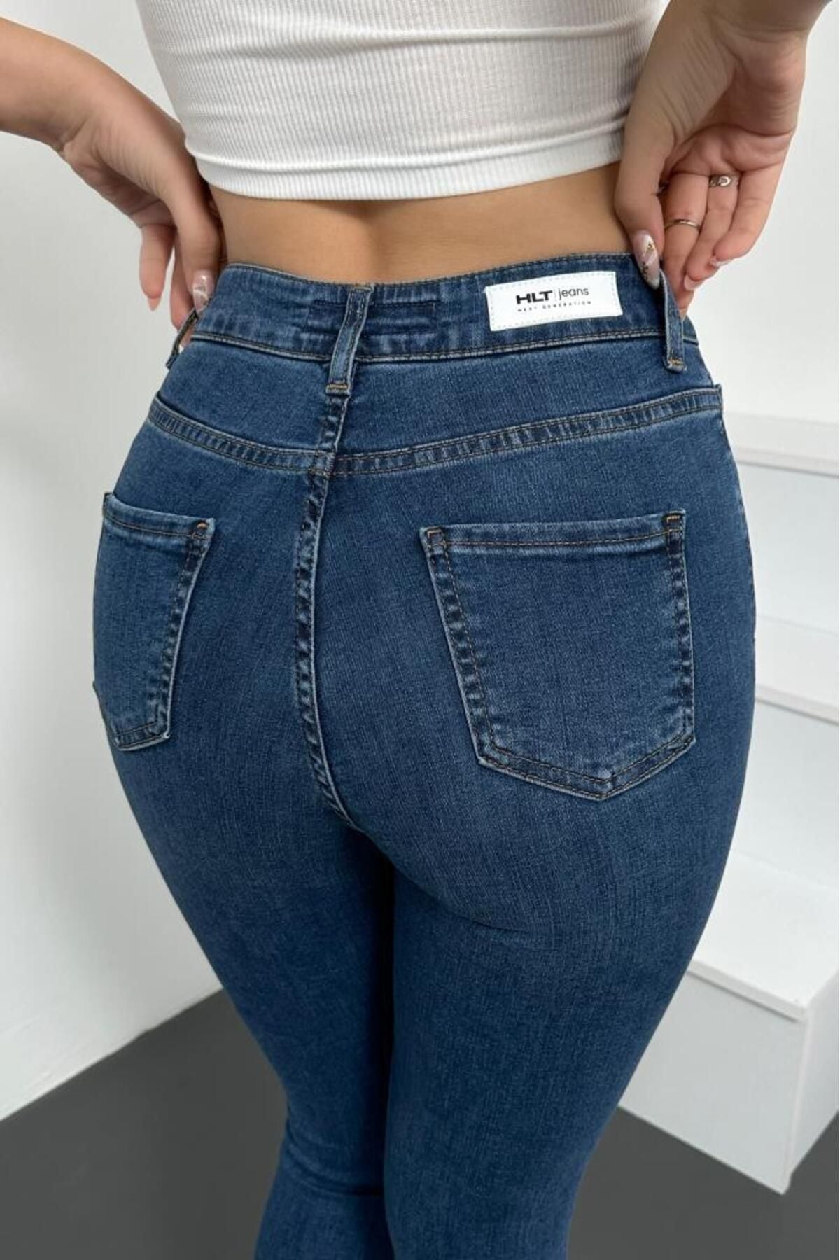 HLT JEANS Gri Kadın Skinny Fit Jean Yüksek Bel Likralı Esnek Kot Pantolon JENNİE-GRİ