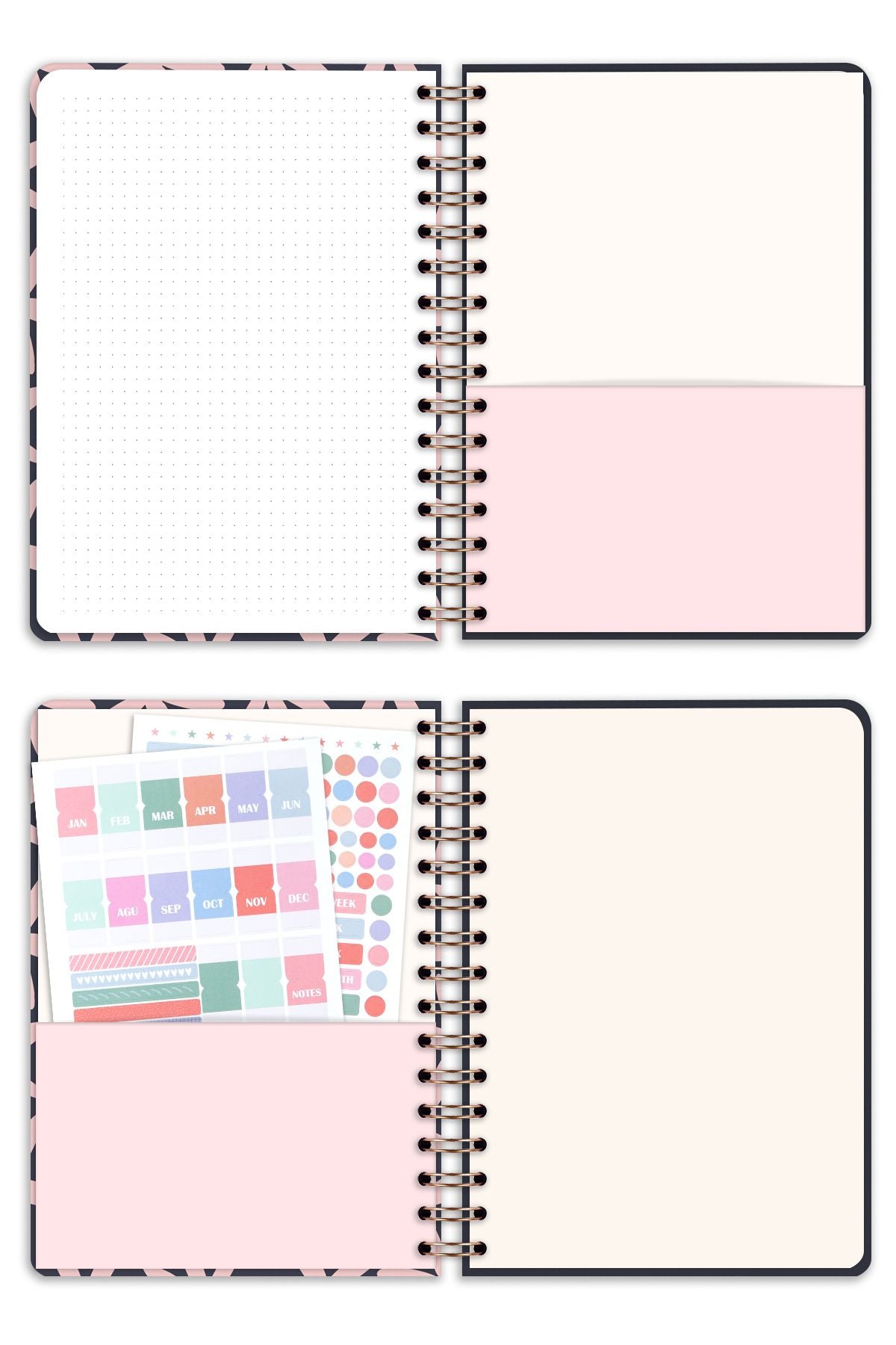 Matt Notebook 2025 Yılı A5 Ajanda Spiralli 15x21 cm - 12 Aylık Papatyalar